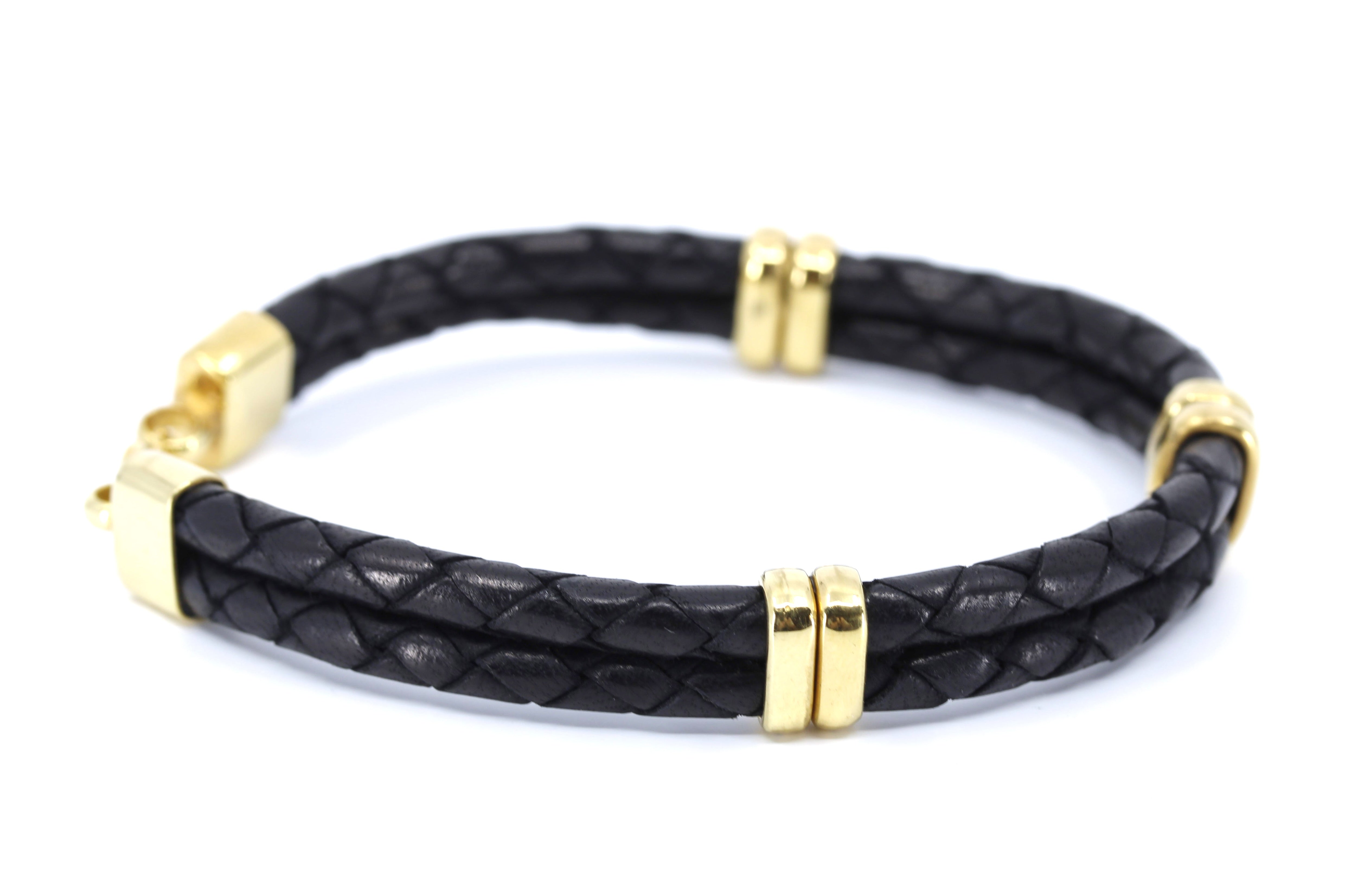NOVA Braided Leather Bracelet with 18K Gold Vermeil Accent