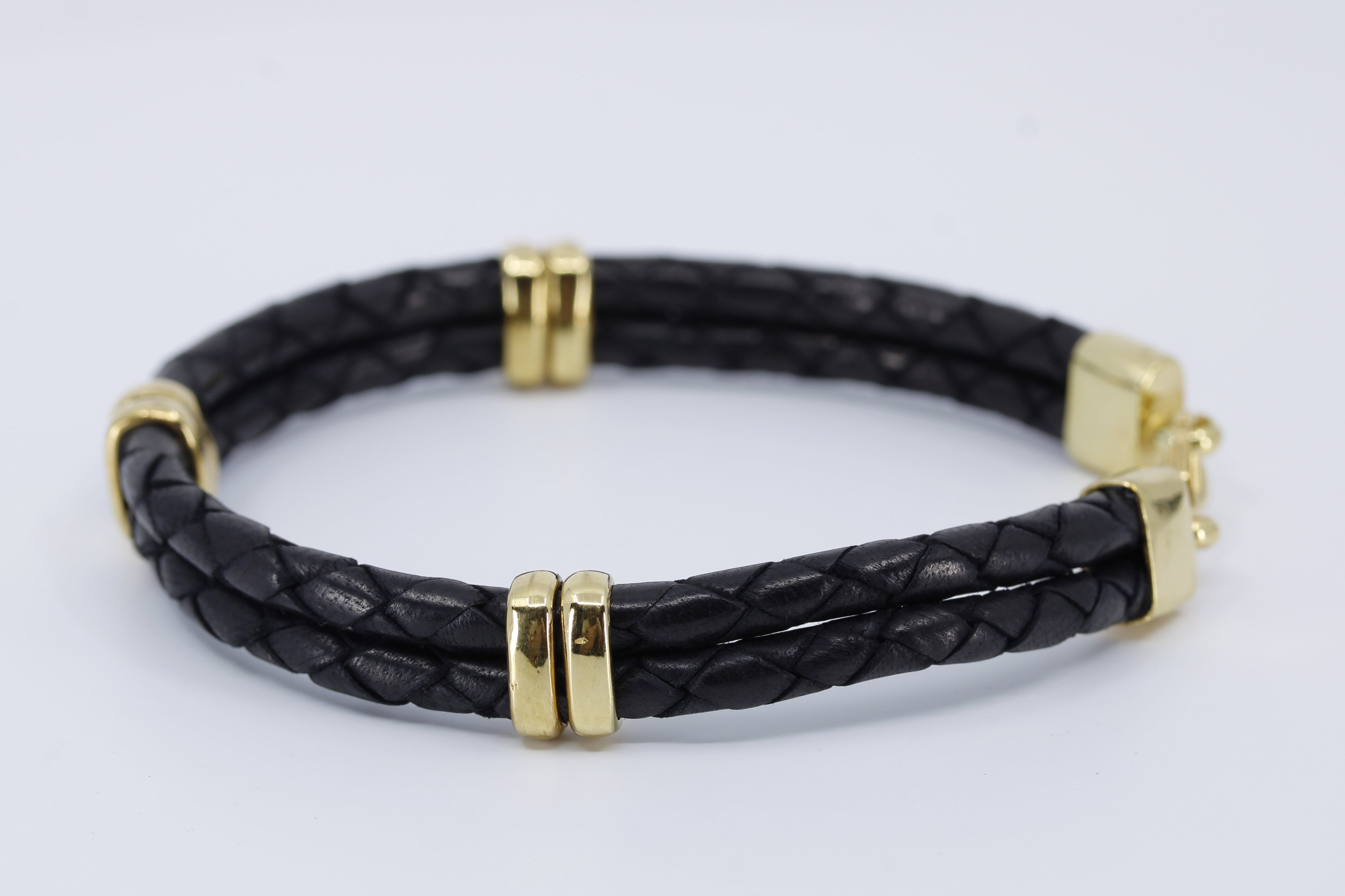 NOVA Braided Leather Bracelet with 18K Gold Vermeil Accent