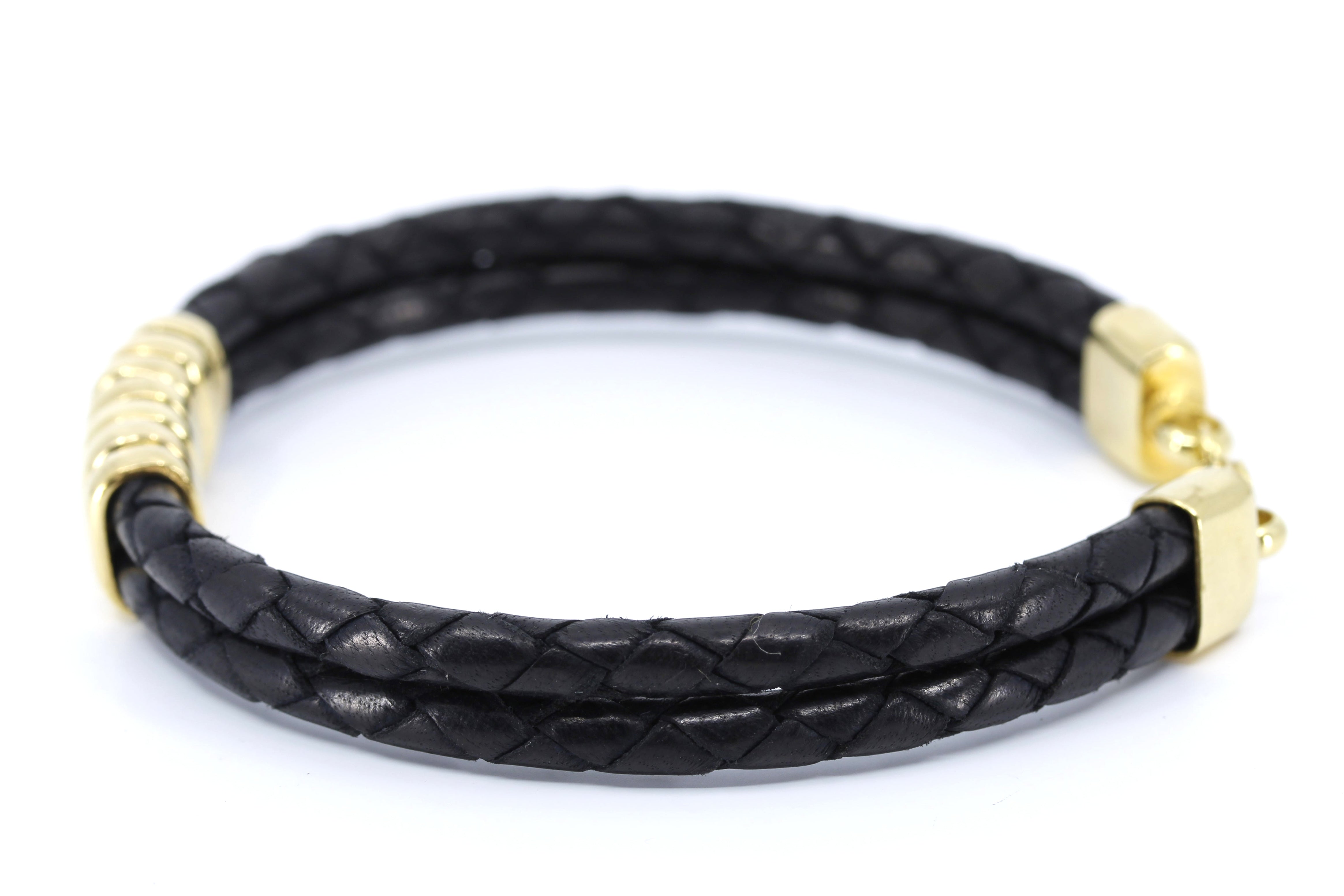 NOVA Braided Leather Bracelet with 18K Gold Vermeil Station Accent