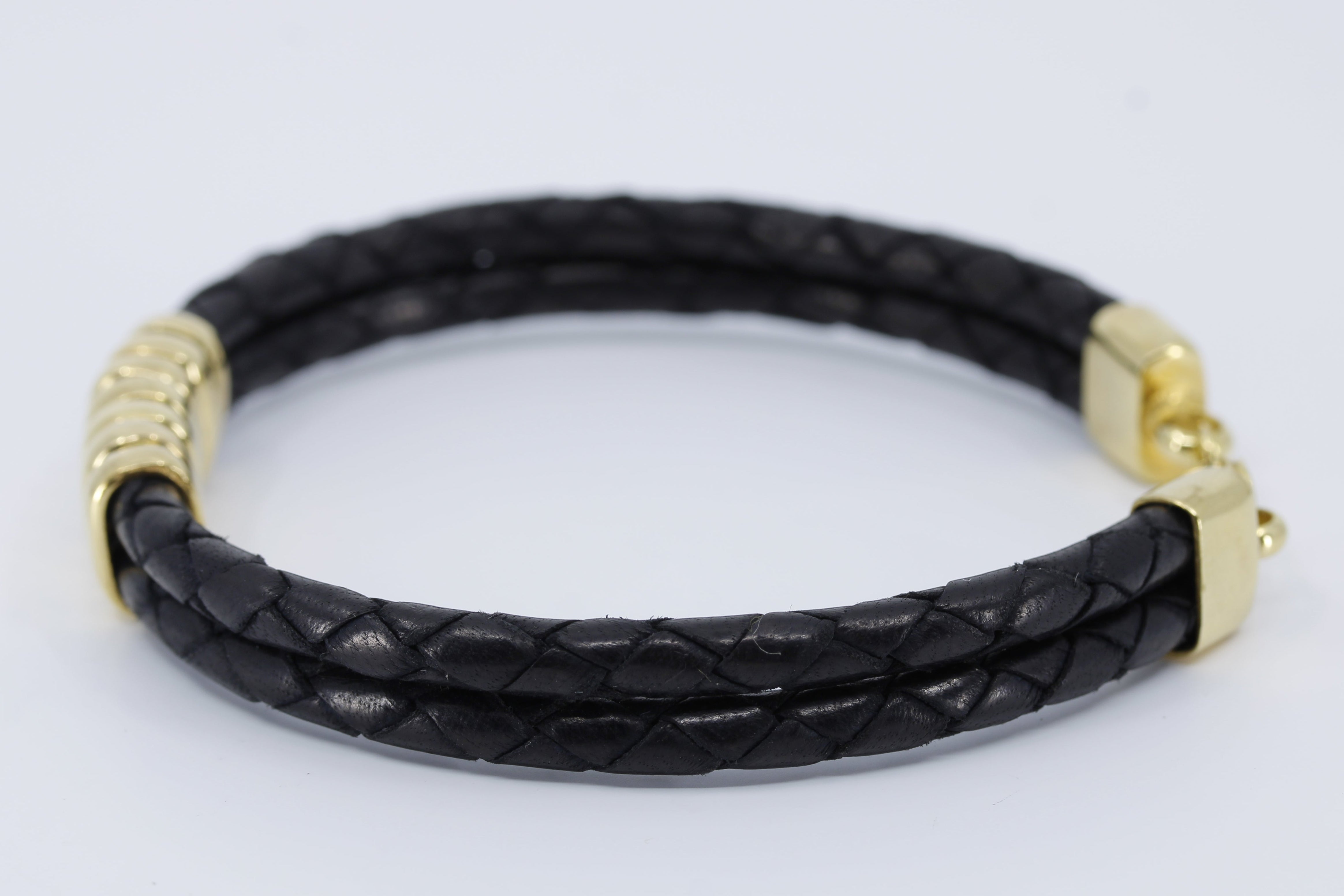 NOVA Braided Leather Bracelet with 18K Gold Vermeil Station Accent
