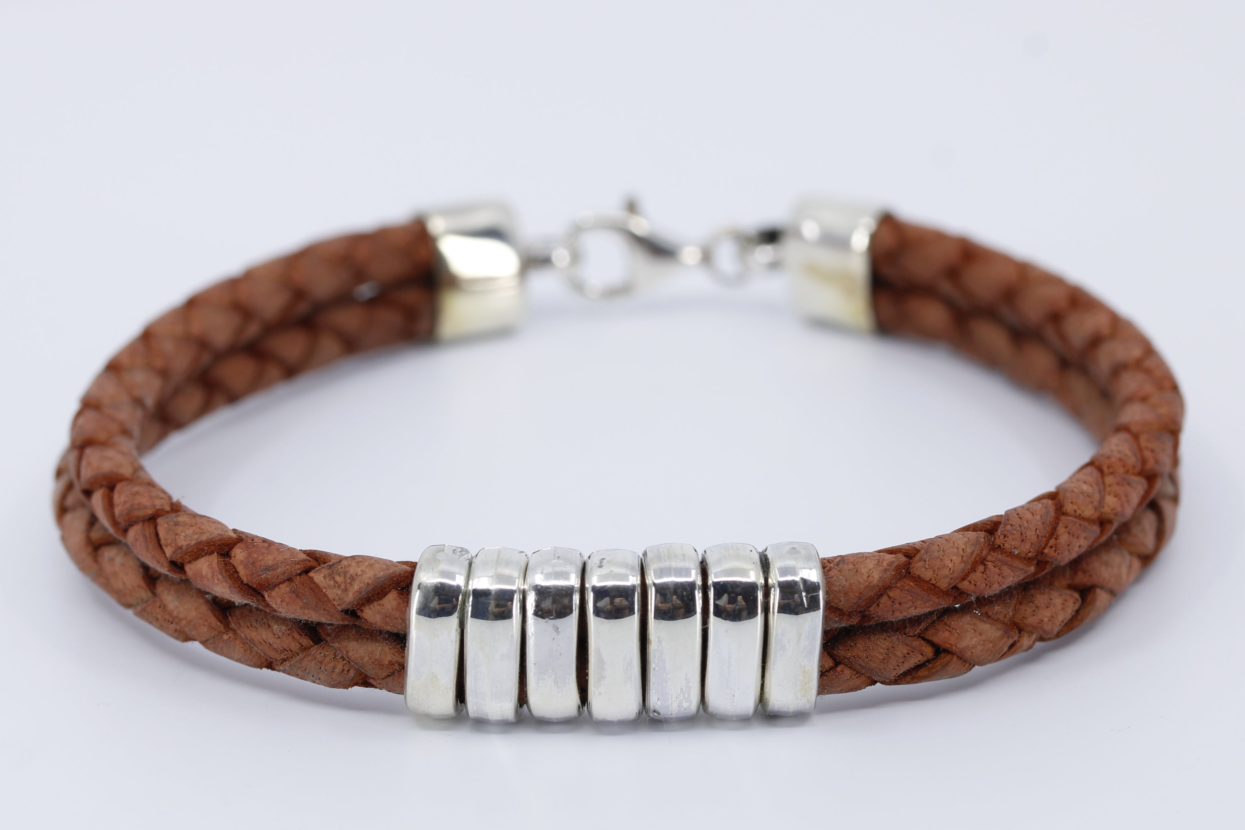 NOVA Braided Leather Bracelet with Station Accent