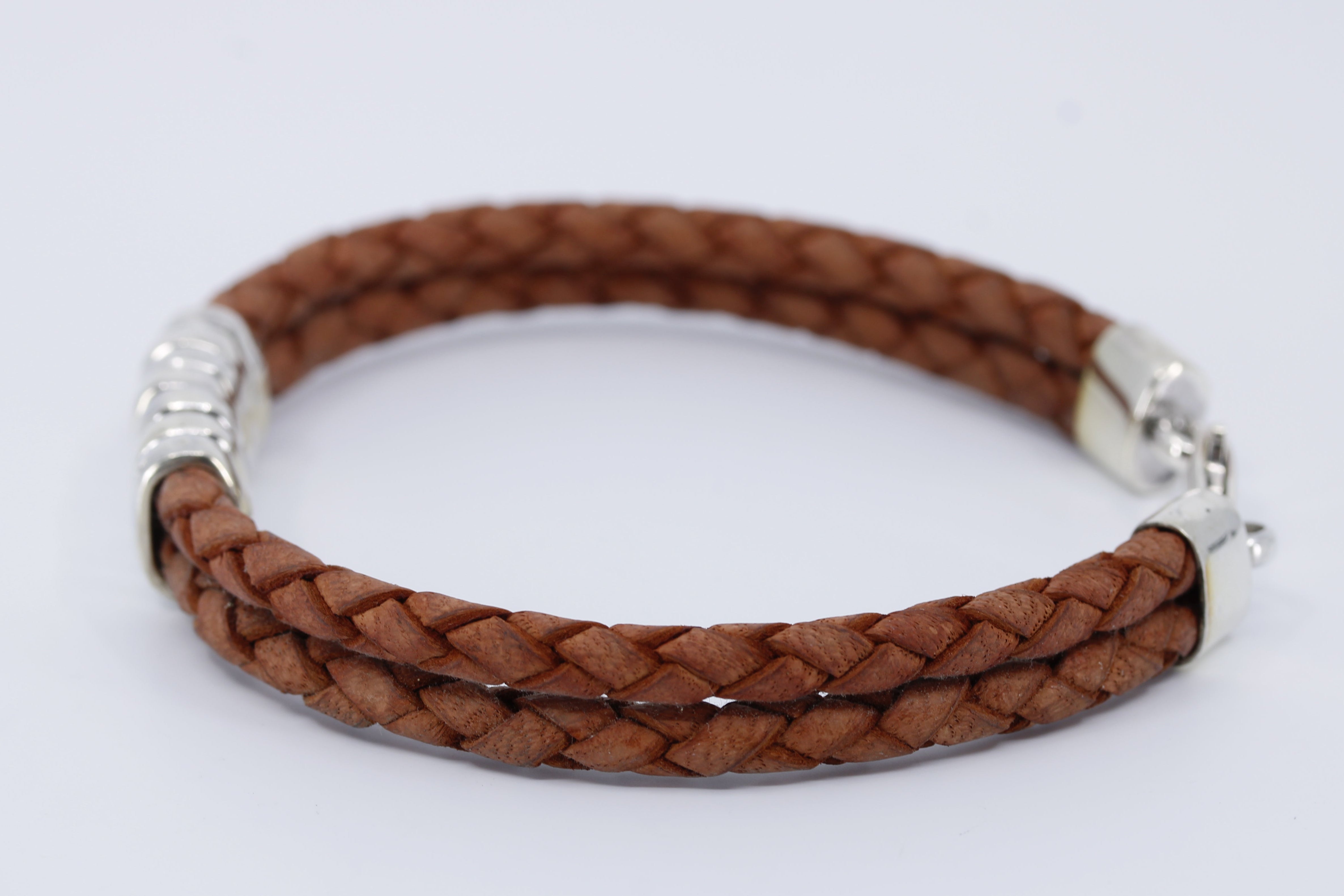 NOVA Braided Leather Bracelet with Station Accent