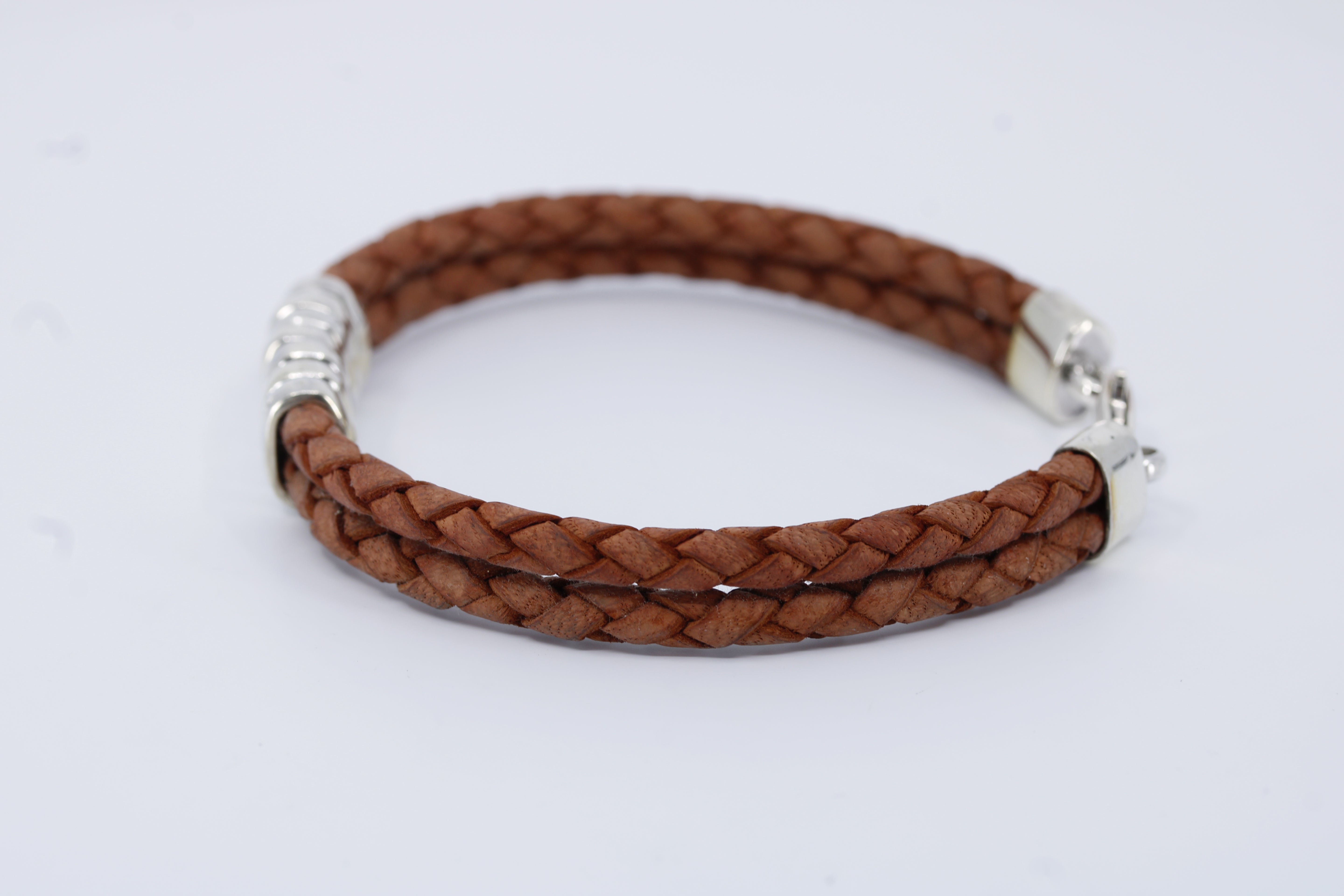 Braided Leather Bracelet with Station Accent