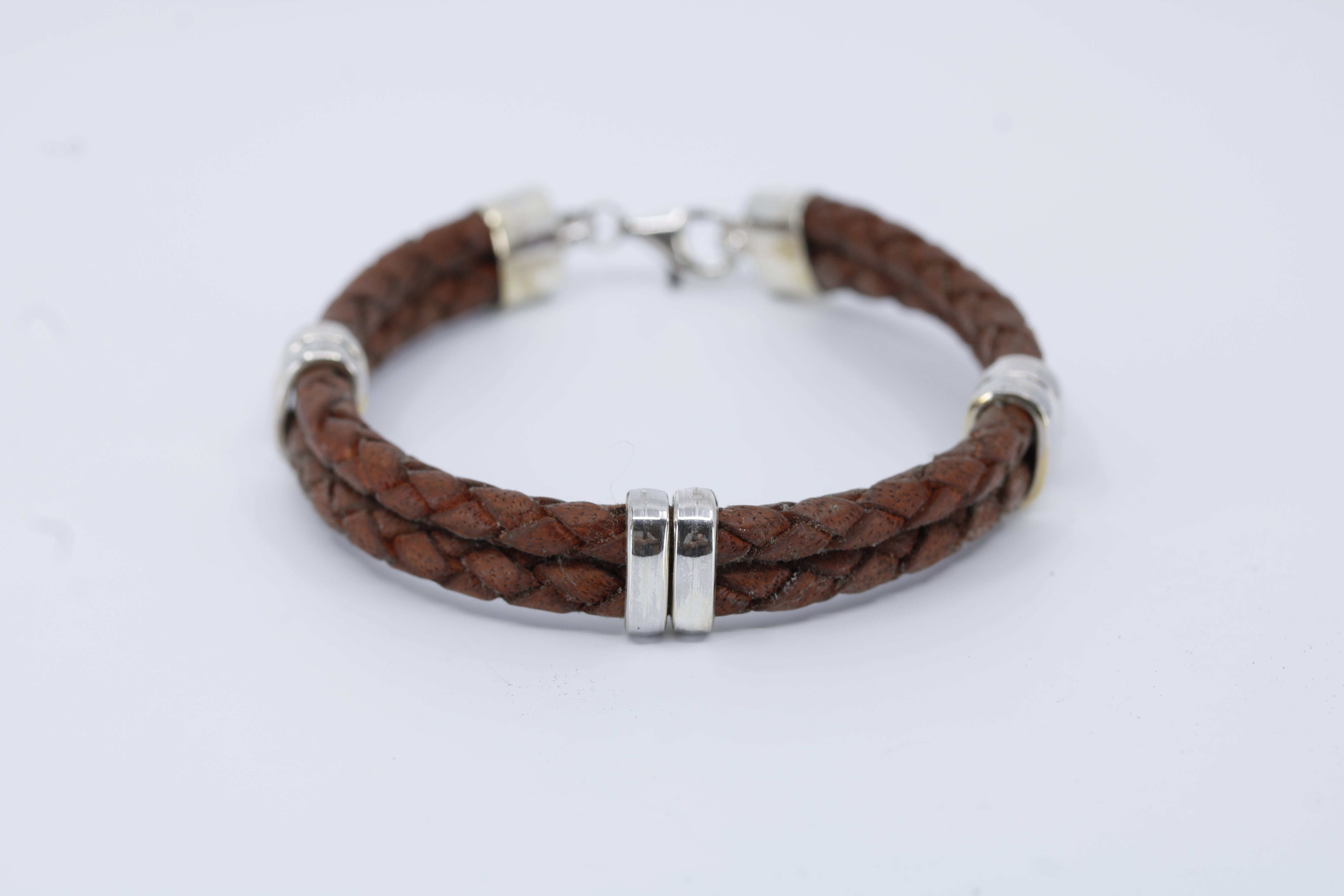Braided Leather Bracelet with Accent