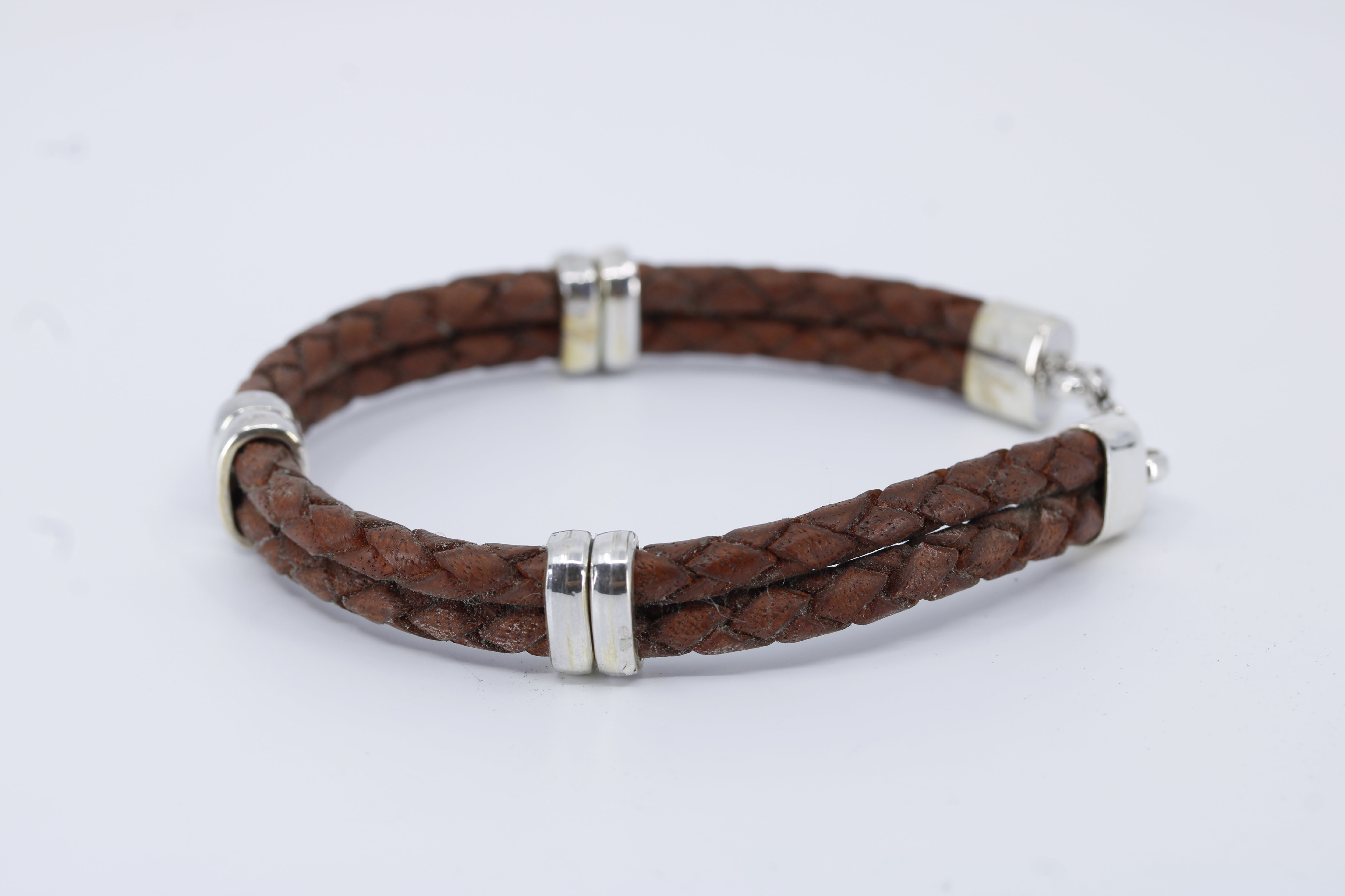 Braided Leather Bracelet with Accent
