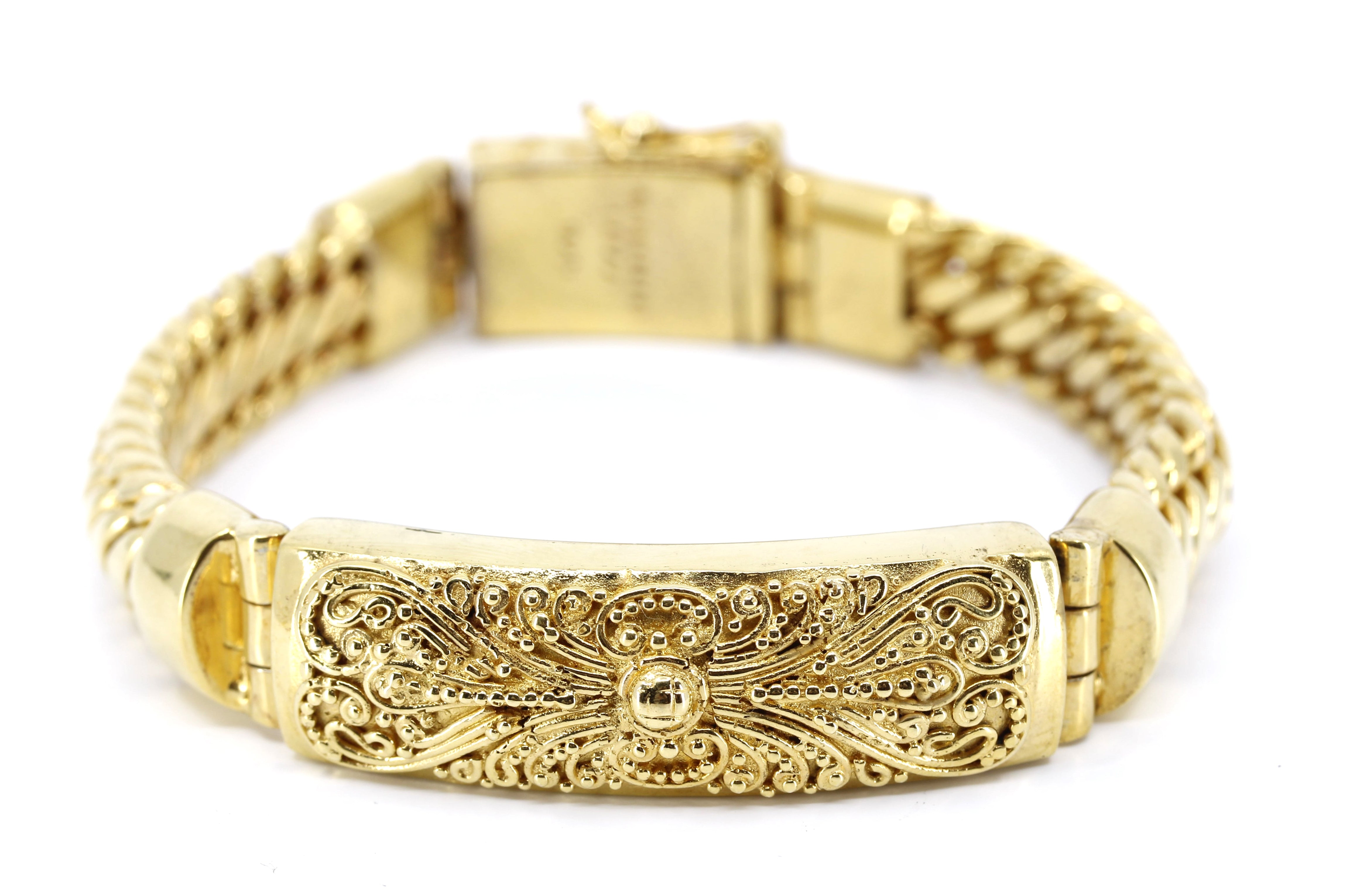 SREYA 18K Gold Vermeil Woven Chain Bar Bracelet