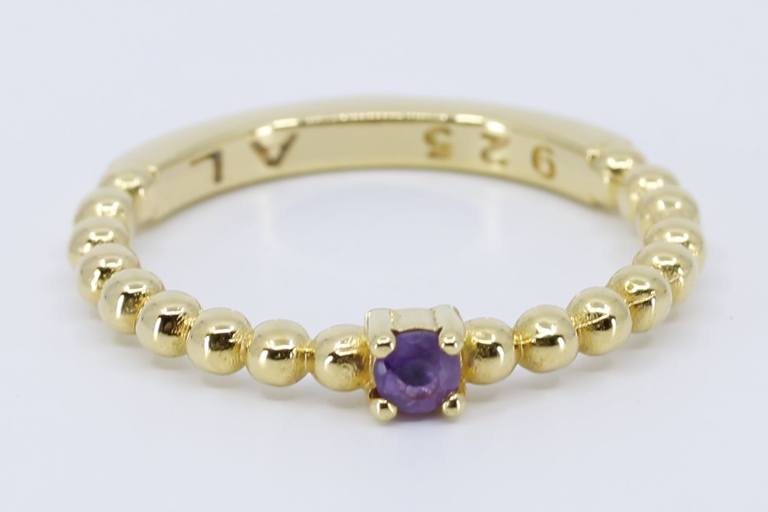 ASCENT  Beaded Gemstone Band Ring with Amethyst