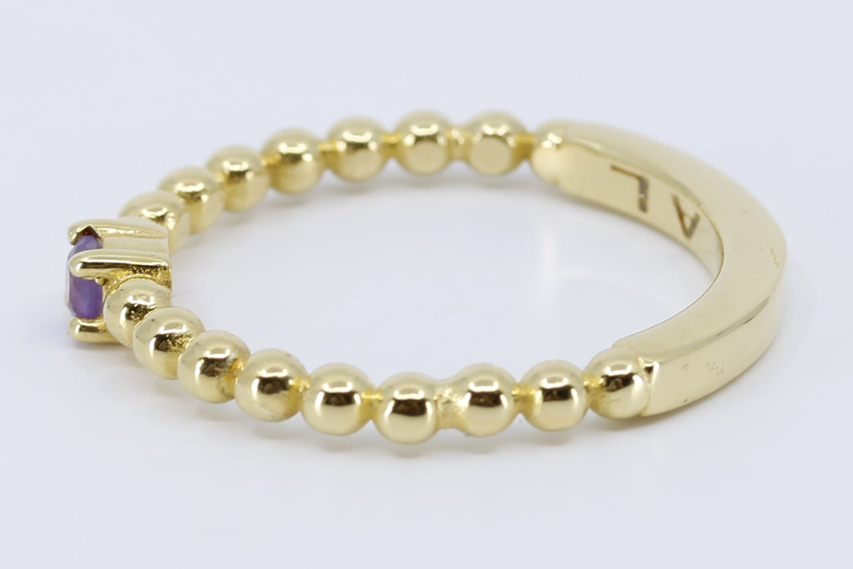 ASCENT  Beaded Gemstone Band Ring with Amethyst