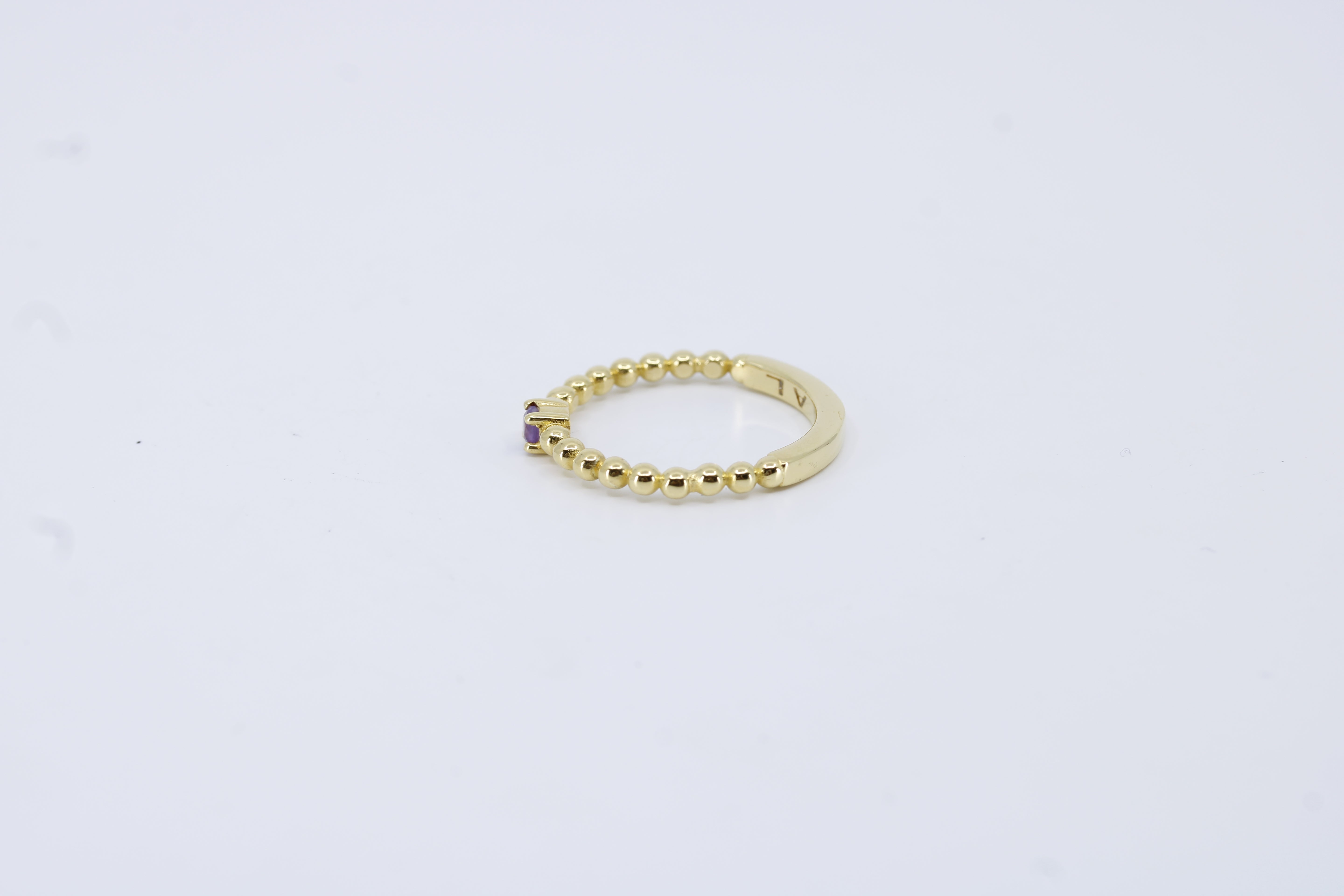 Linea Beaded Gemstone Band Ring with Amethyst