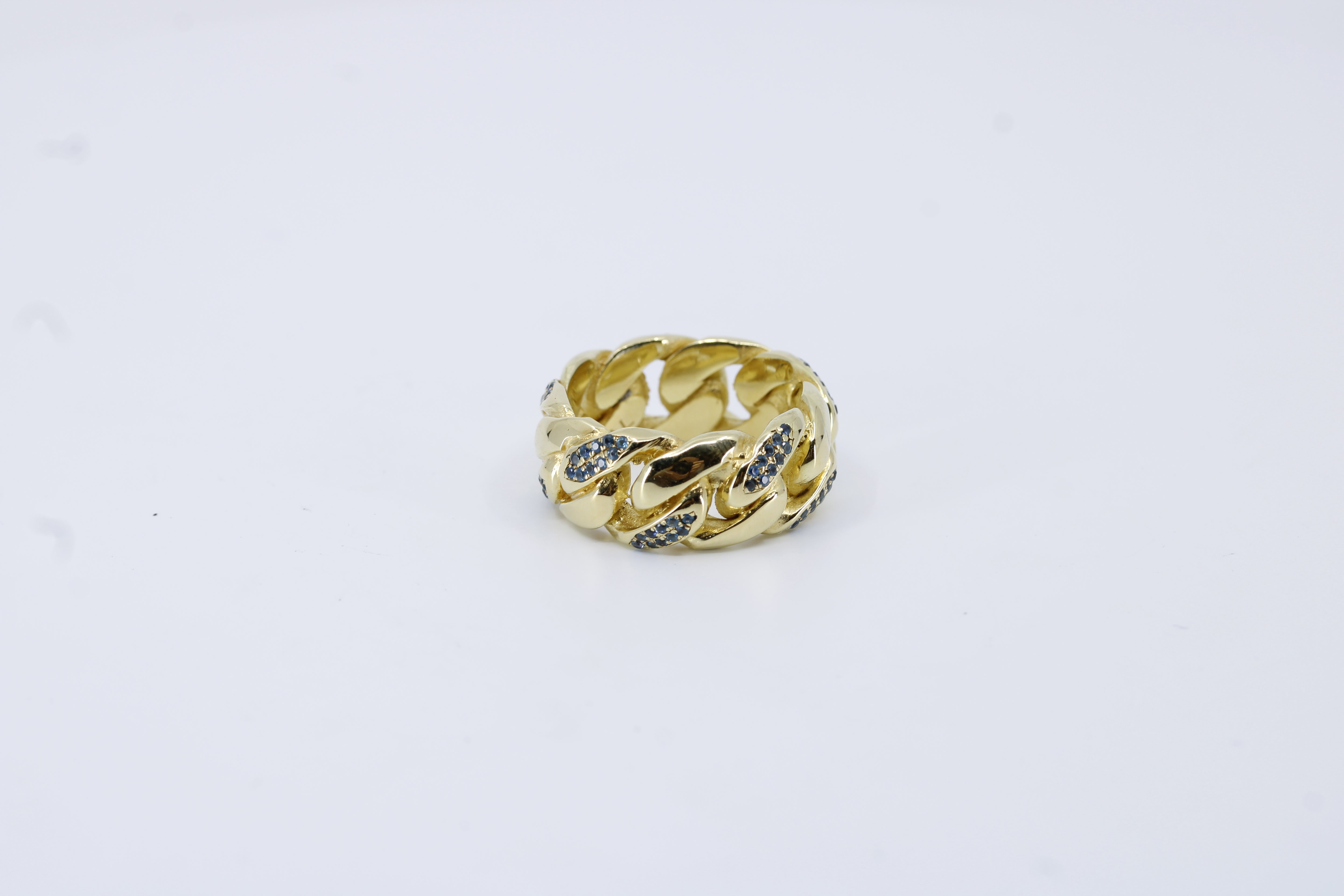 Casa Bali 18K Gold Vermeil Blue Topaz Curb Chain Ring