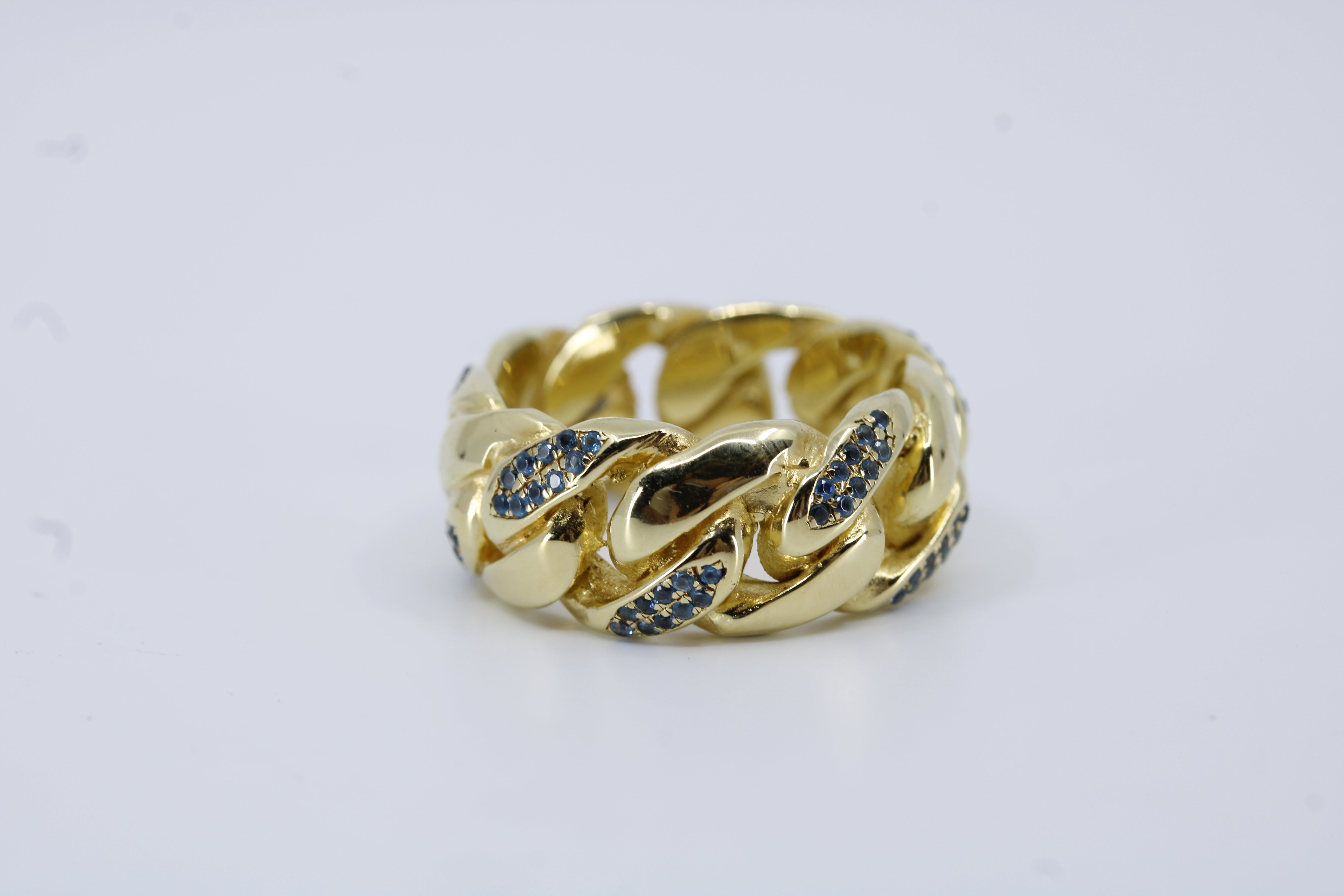 Casa Bali 18K Gold Vermeil Blue Topaz Curb Chain Ring