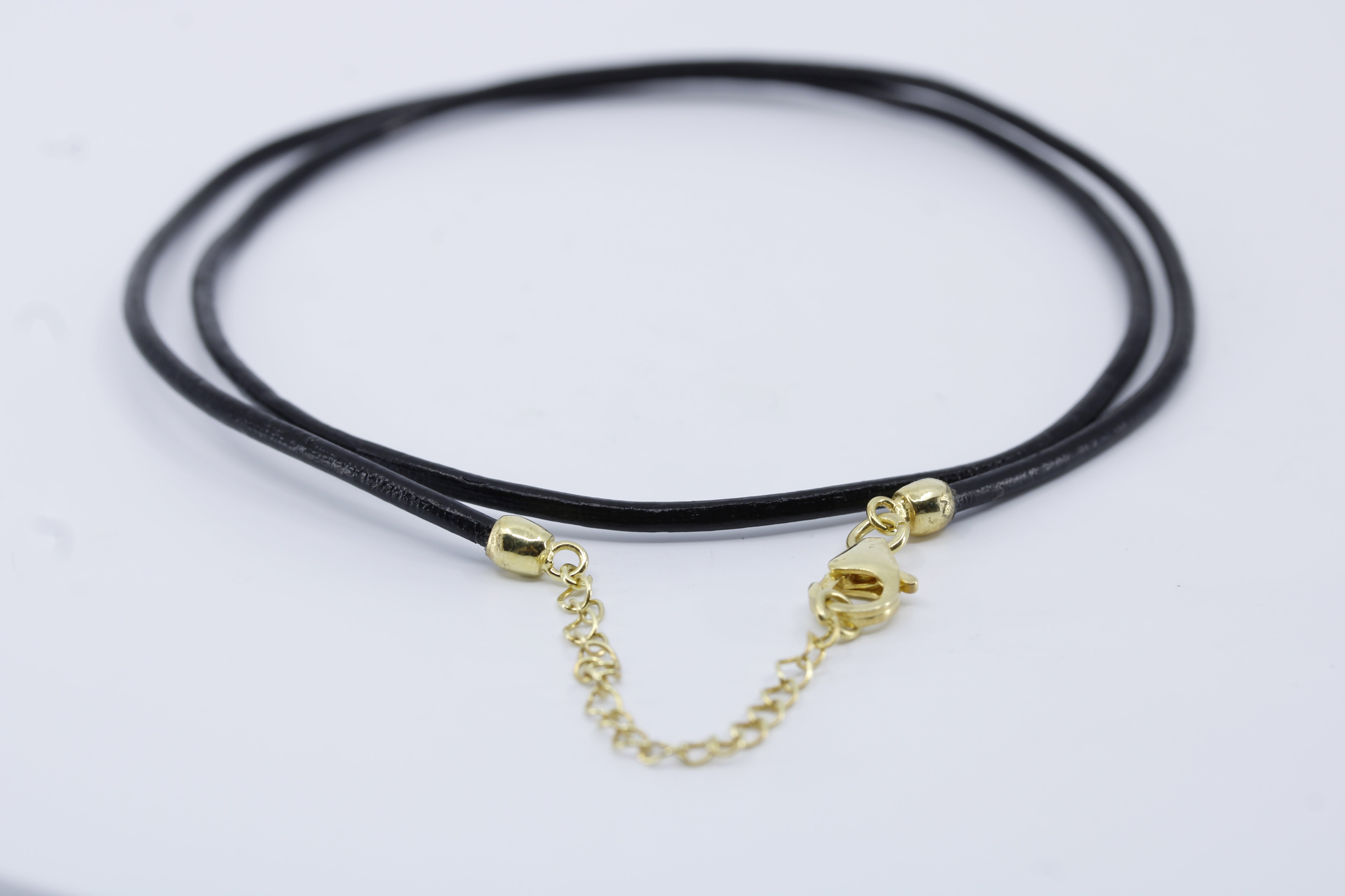 Linea Black Leather Cord Necklace with 18K Gold Vermeil