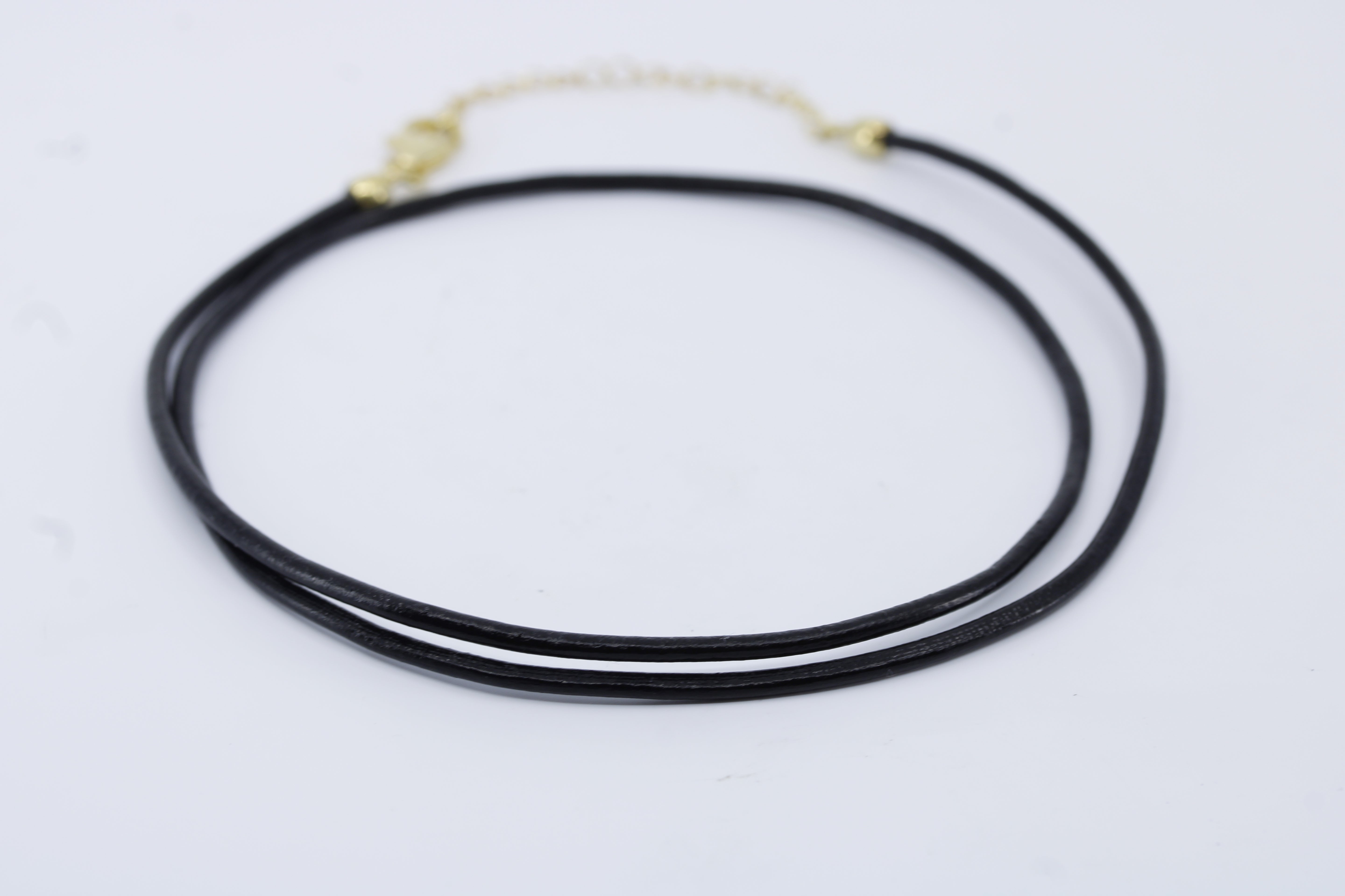 Linea Black Leather Cord Necklace with 18K Gold Vermeil