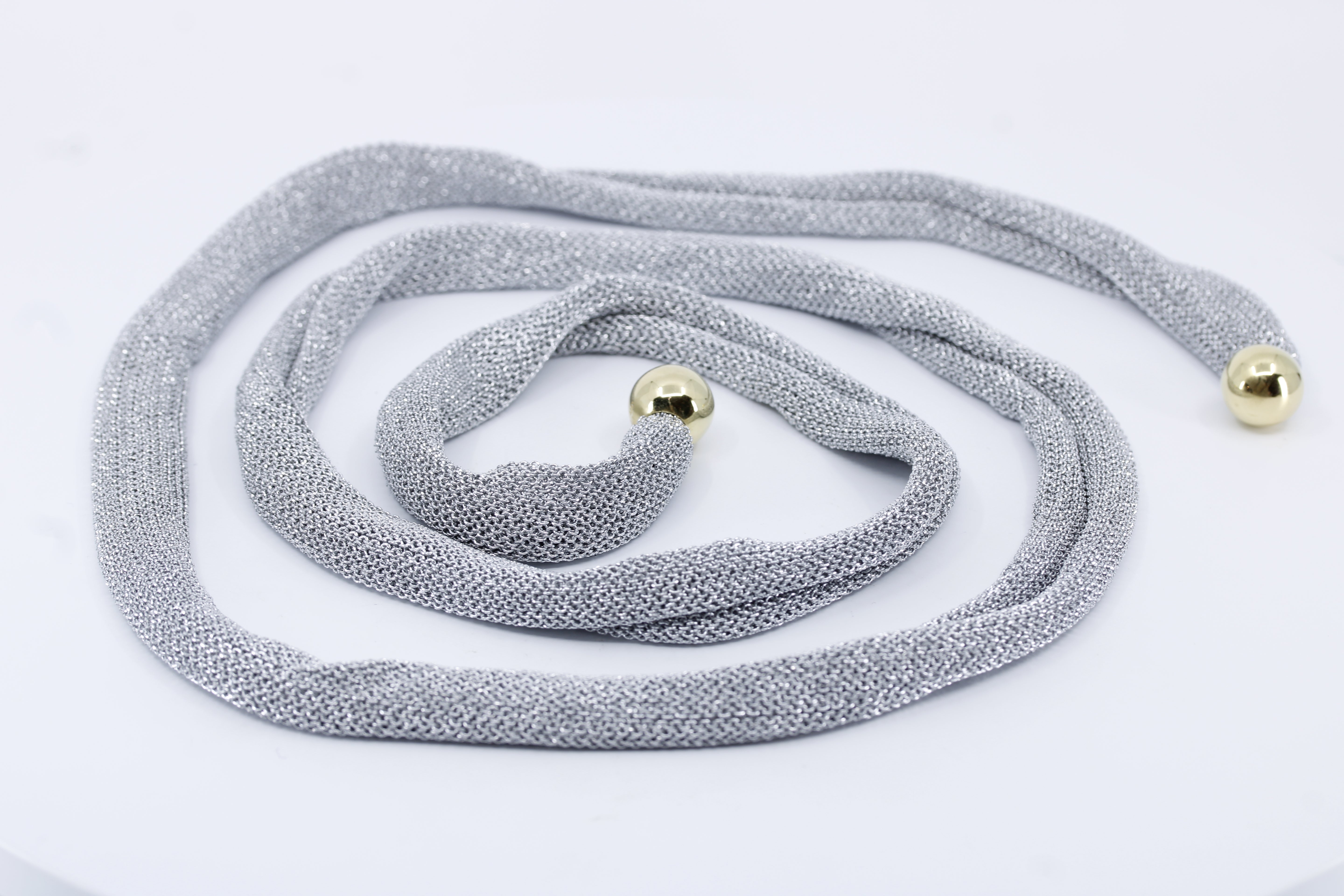 Vento Sterling Silver Lariat Necklace with 18K Gold Vermeil Accent