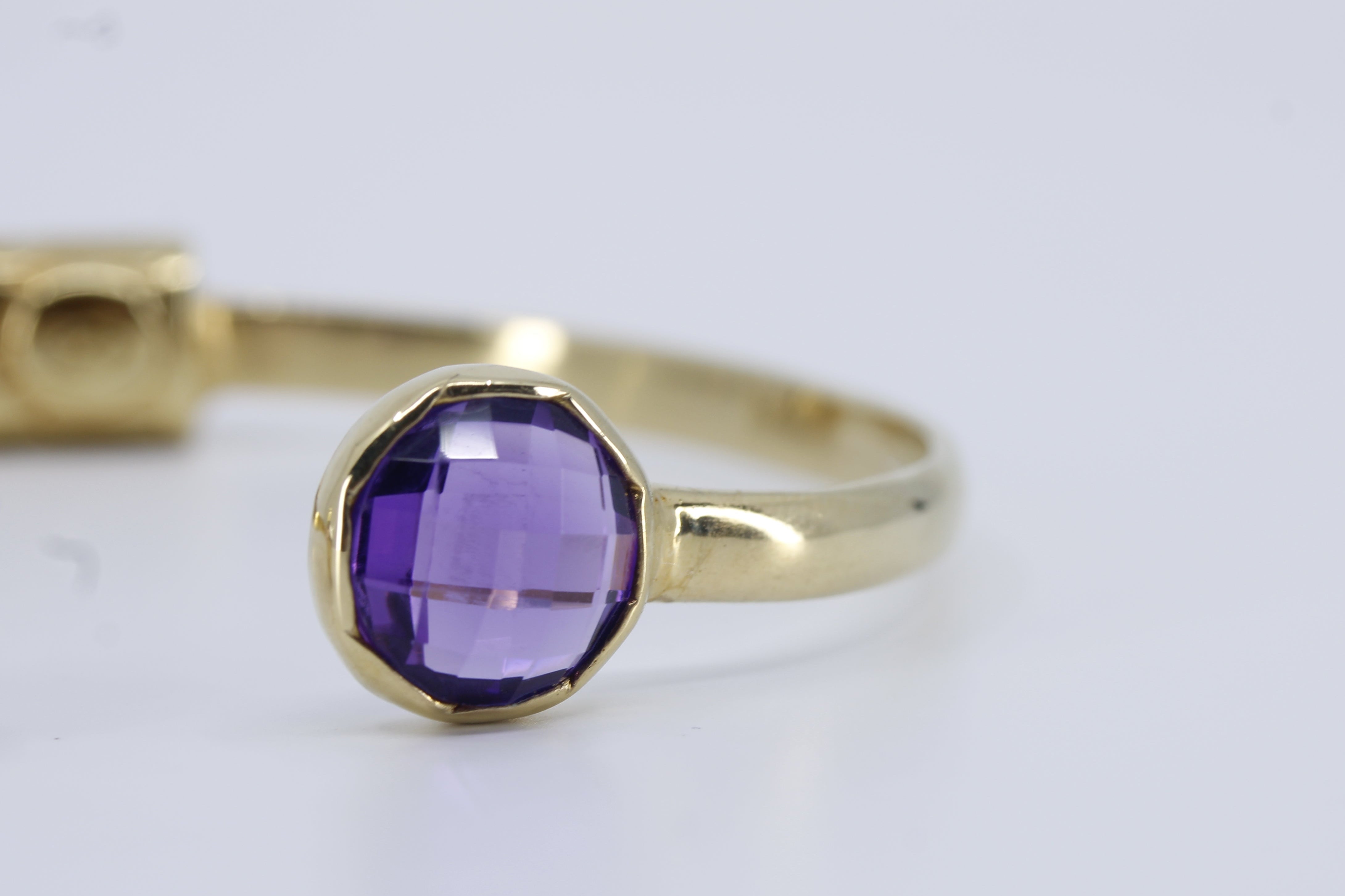 ETHERNA 18K Gold Vermeil Open Cuff Bracelet with Amethyst