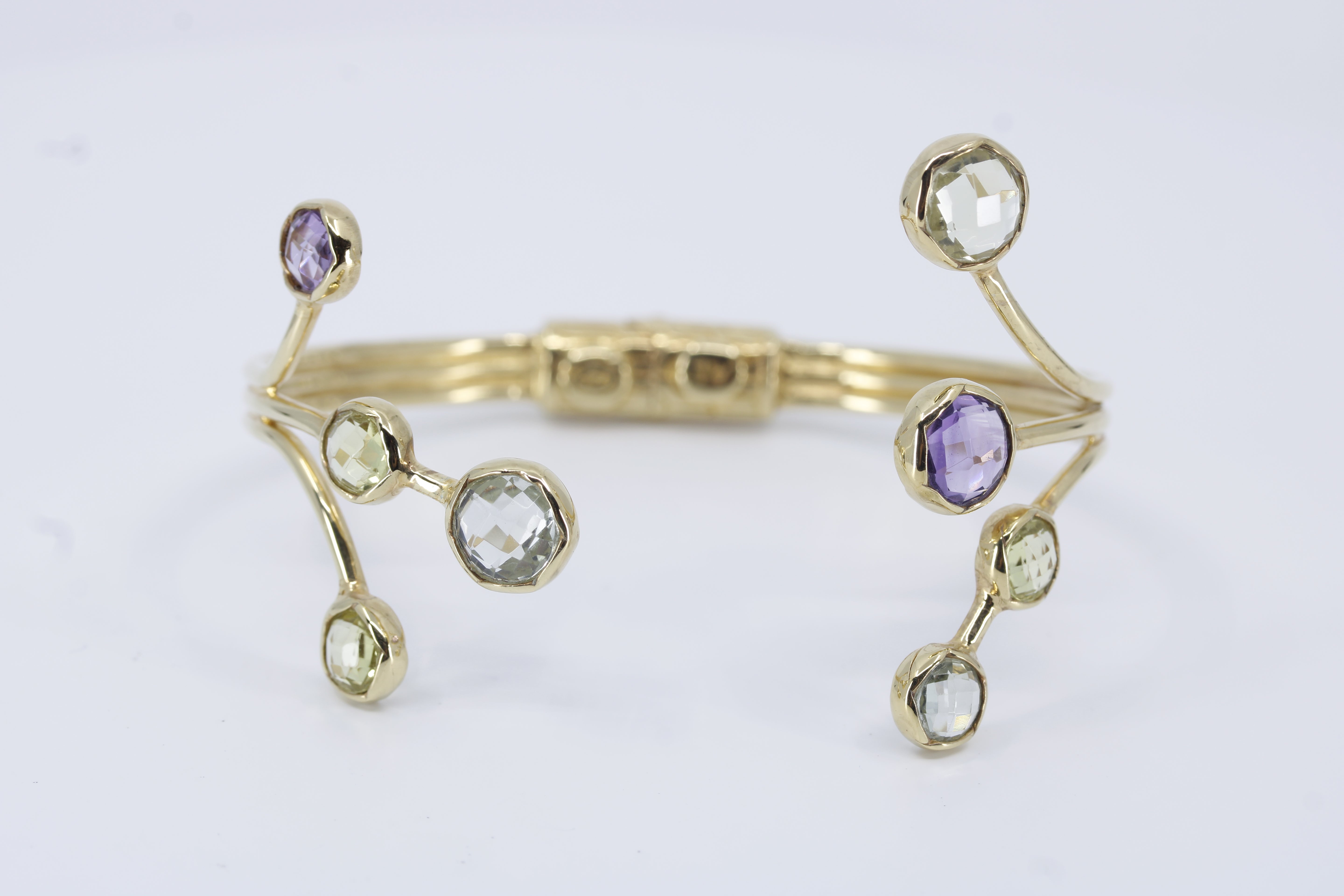 Il Gattopardo 18K Gold Vermeil Amethyst, Green Amethyst and Lemon Quartz Brunch Cuff Bracelet
