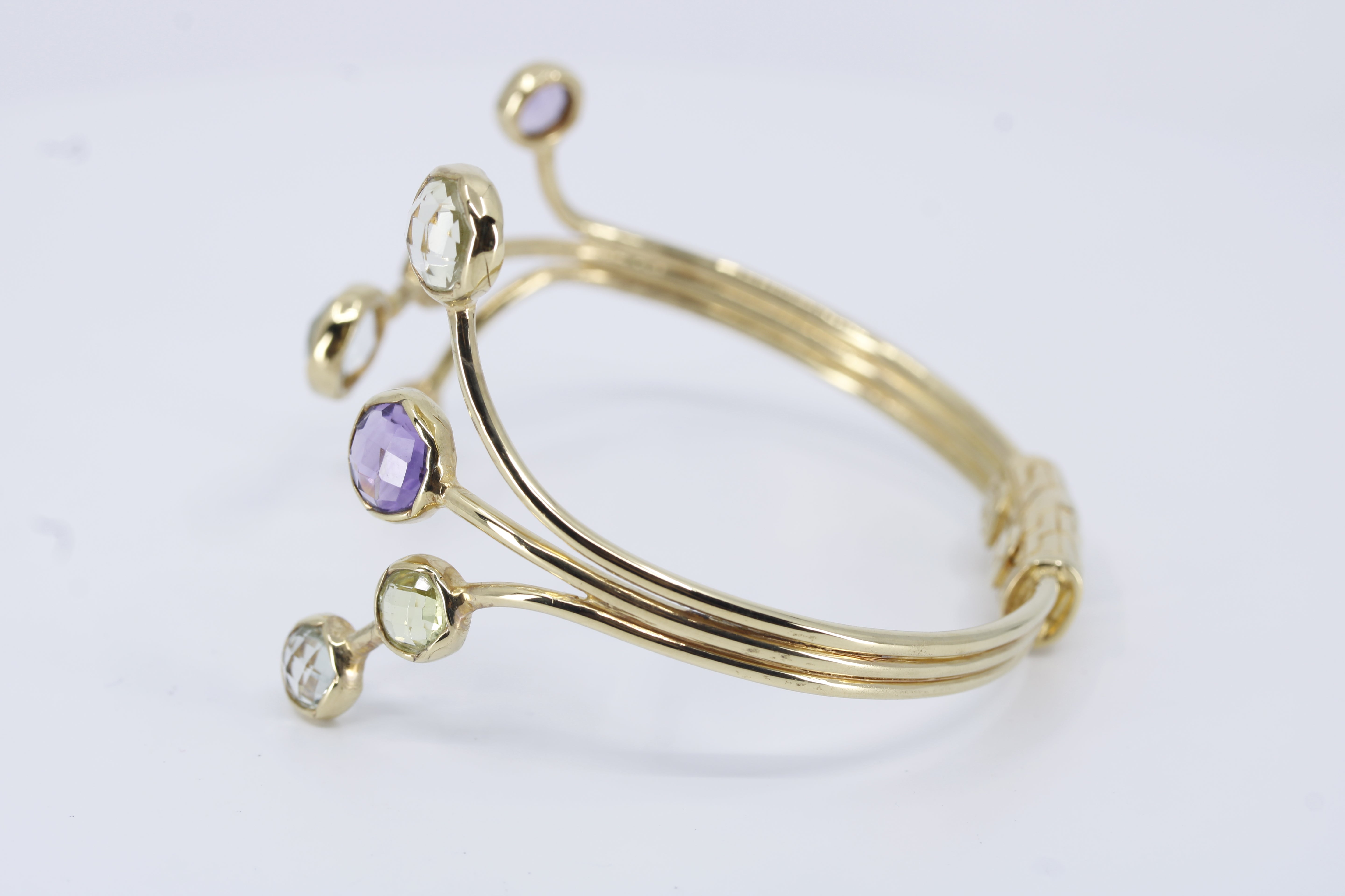 Il Gattopardo 18K Gold Vermeil Amethyst, Green Amethyst and Lemon Quartz Brunch Cuff Bracelet