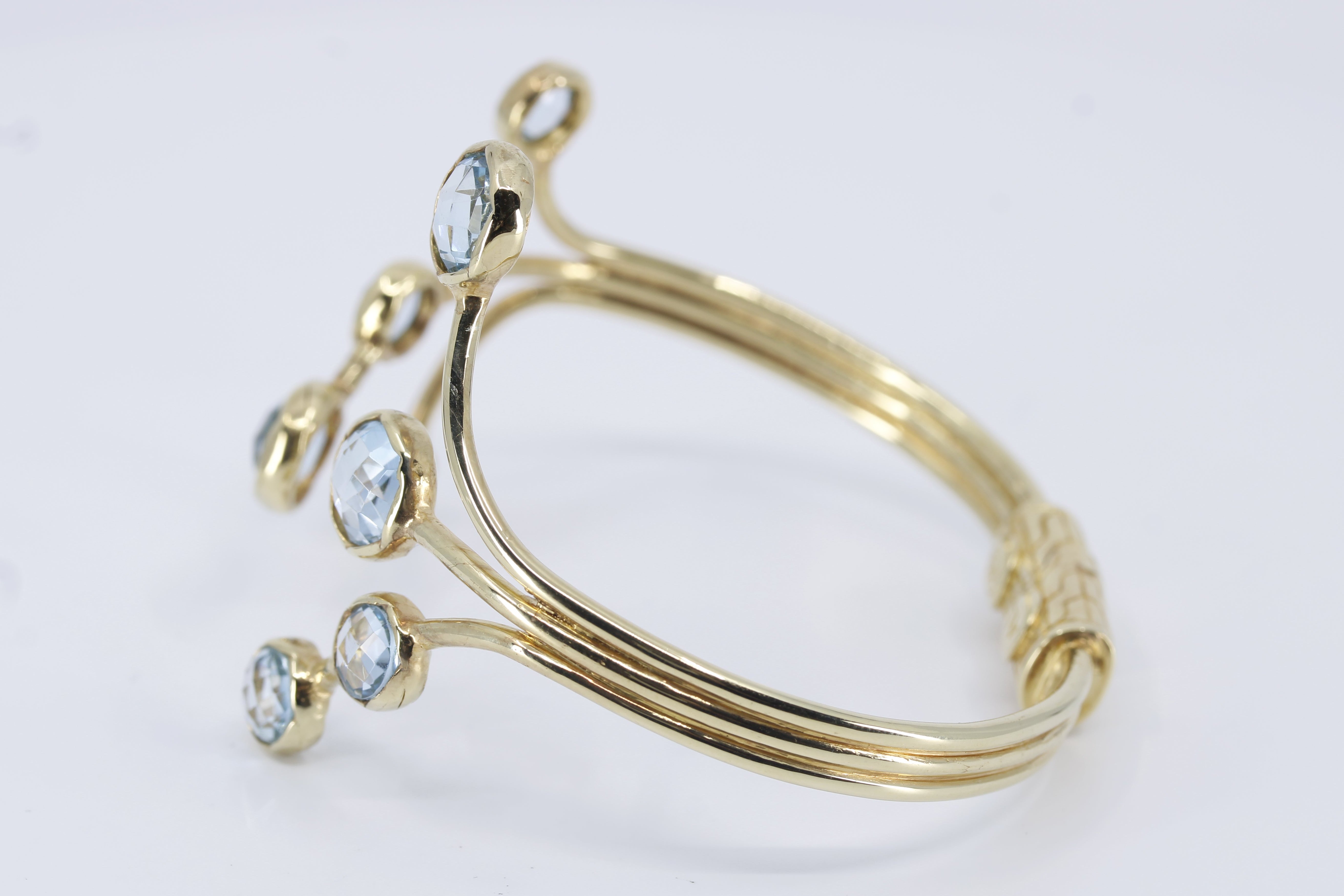 ETHERNA 18K Gold Vermeil Blue Topaz Brunch Cuff Bracelet