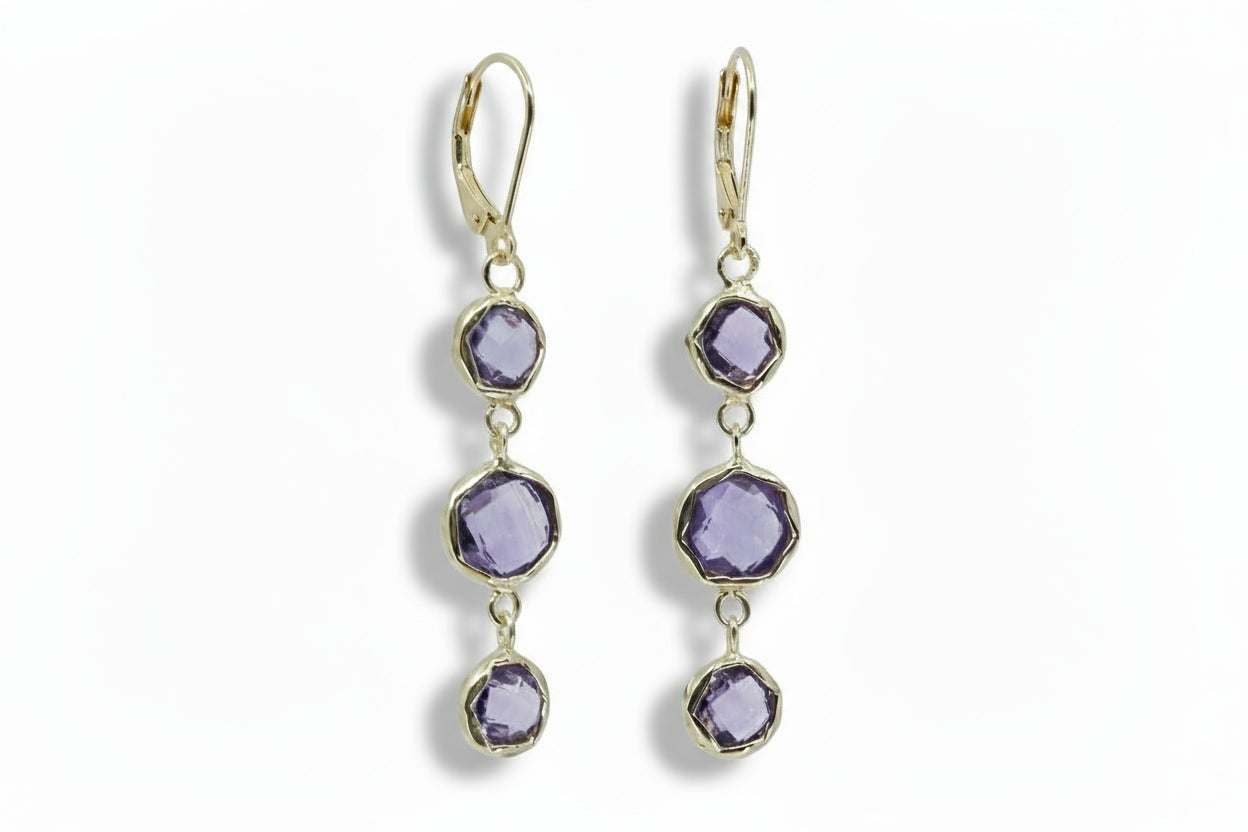 ETHERNA 18K Gold Vermeil Multi Stone Drop Earring with Amethyst