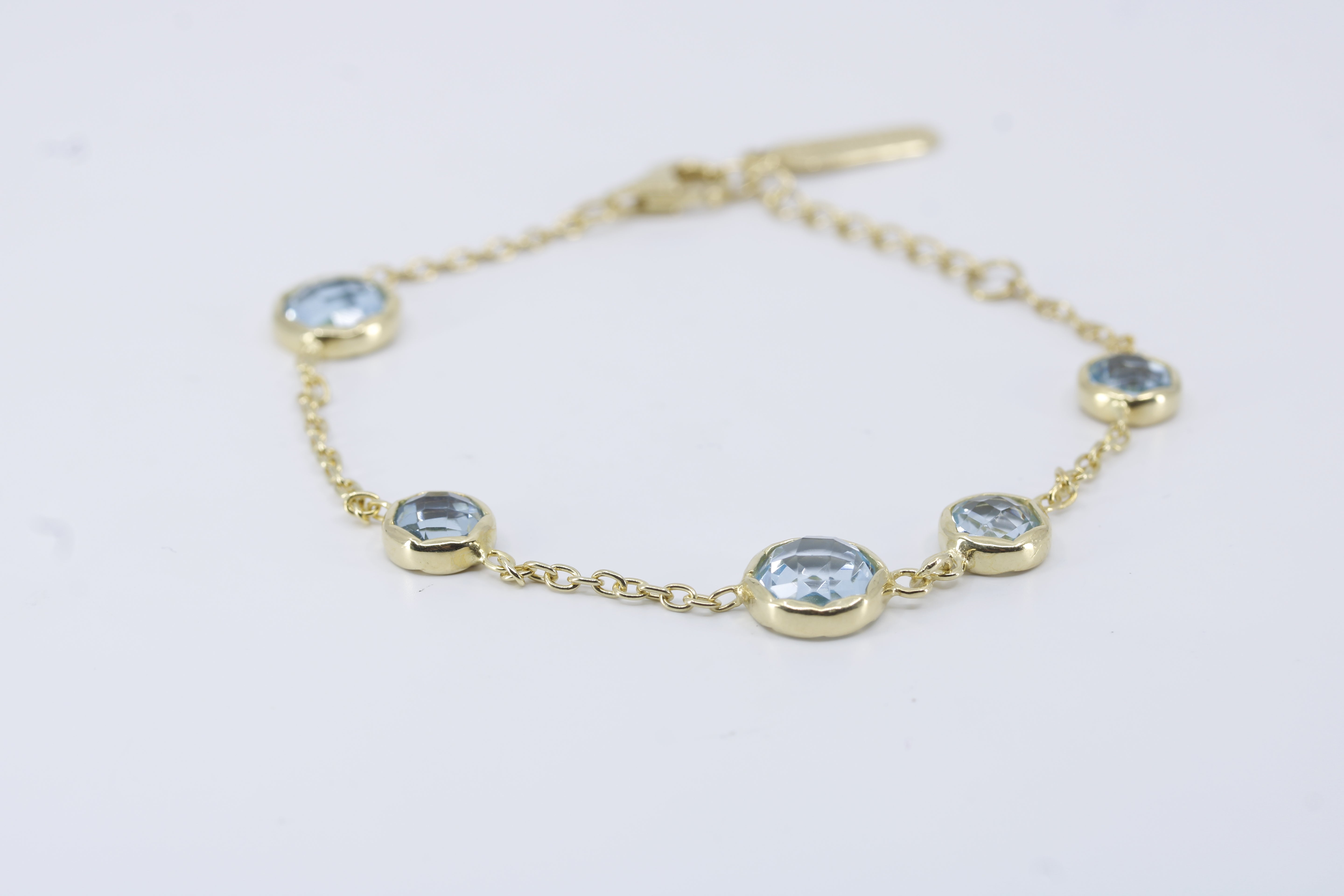 Il Gattopardo 18K Gold Vermeil Bold Station Bracelet with Blue Topaz