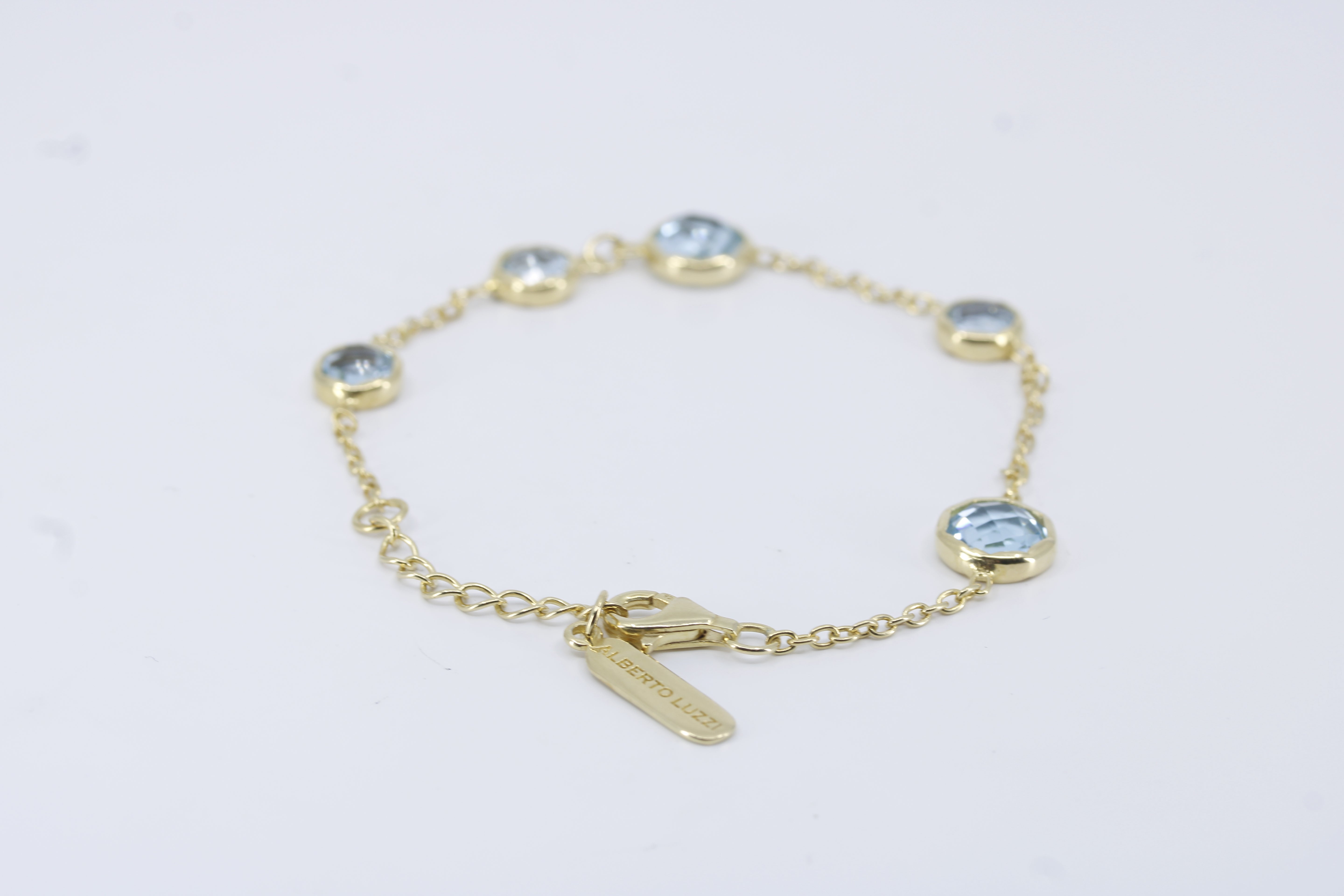 Il Gattopardo 18K Gold Vermeil Bold Station Bracelet with Blue Topaz