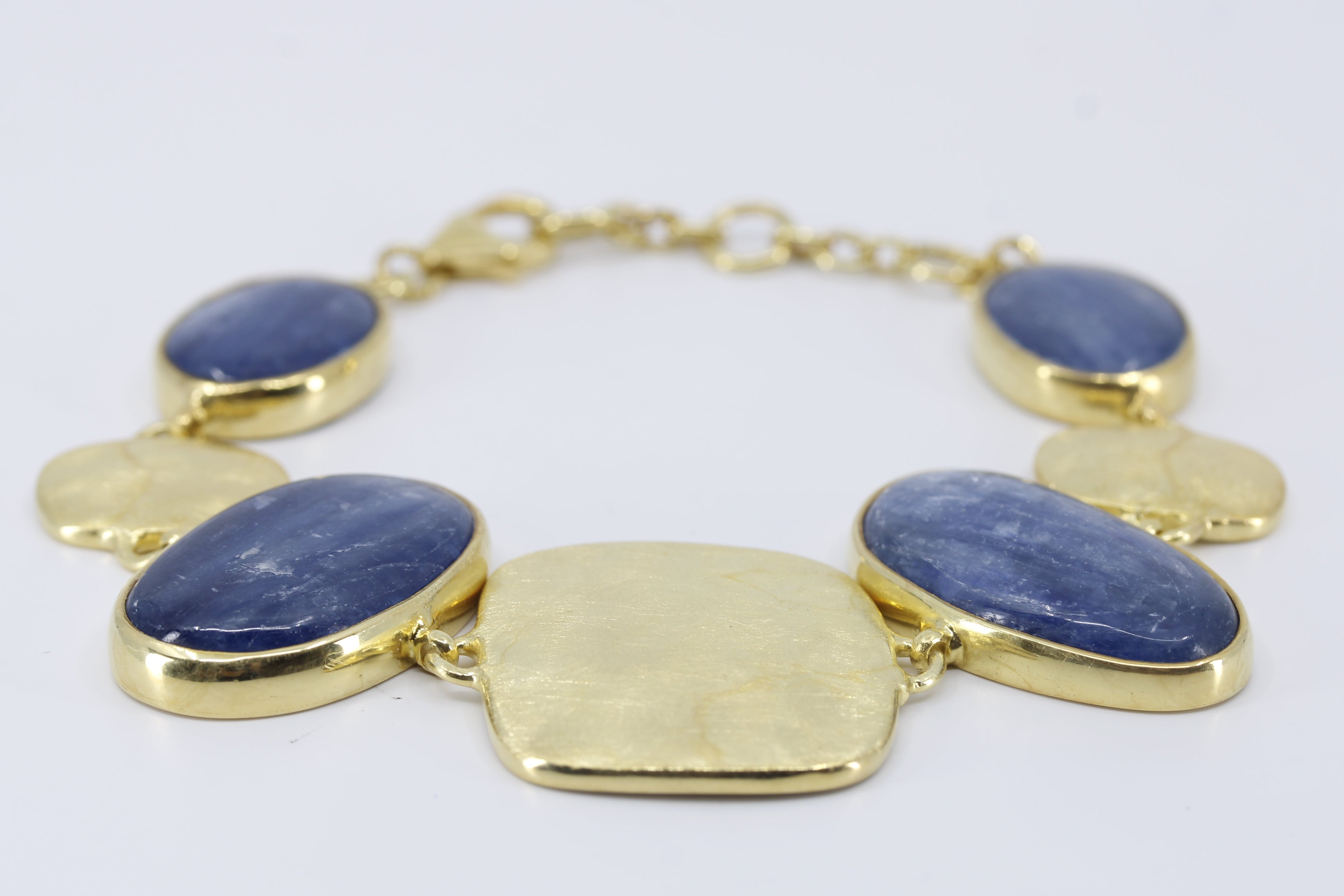 DUNE 18K Gold Vermeil Statement Link Bracelet with Kyanite