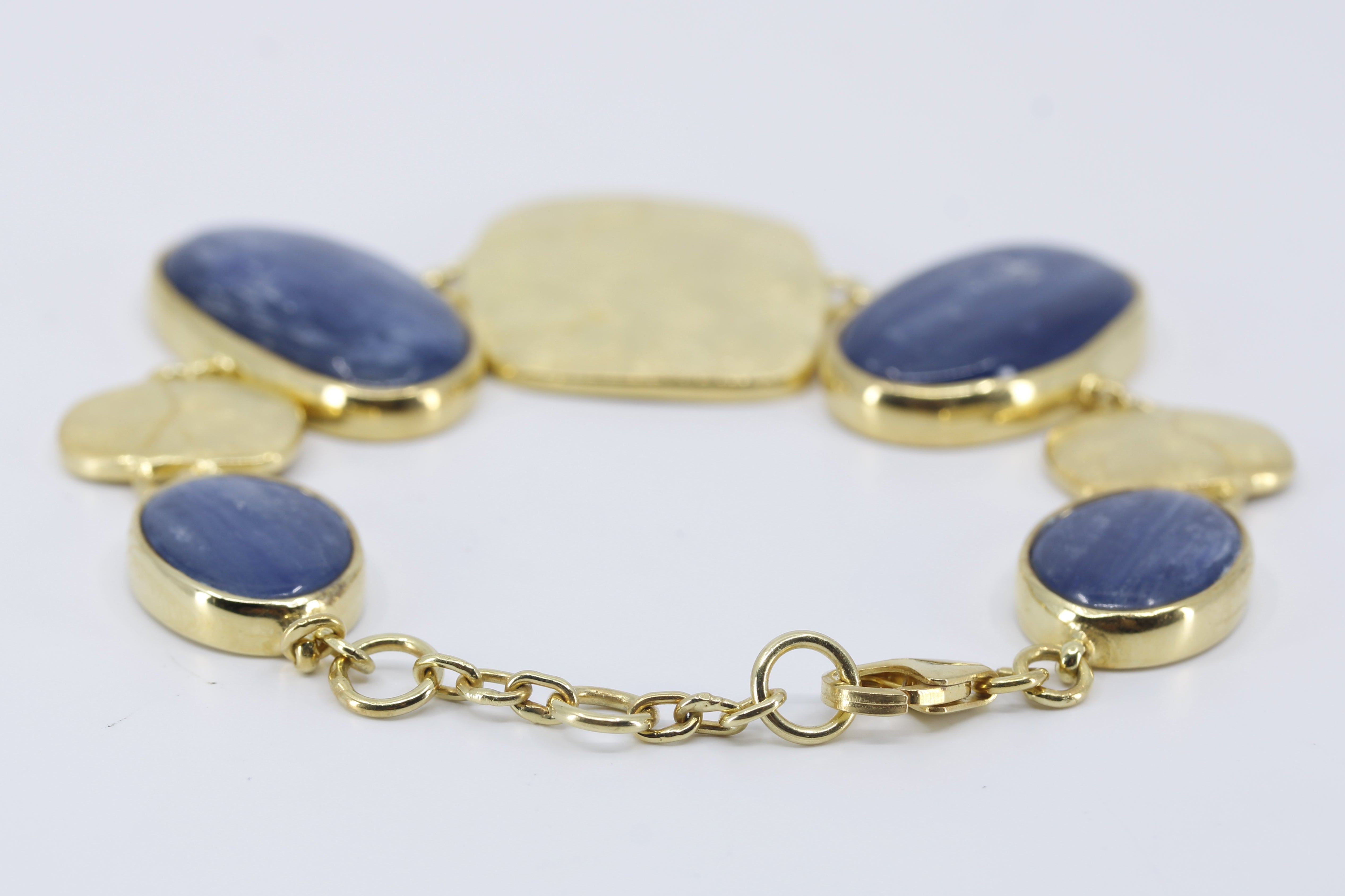 DUNE 18K Gold Vermeil Statement Link Bracelet with Kyanite