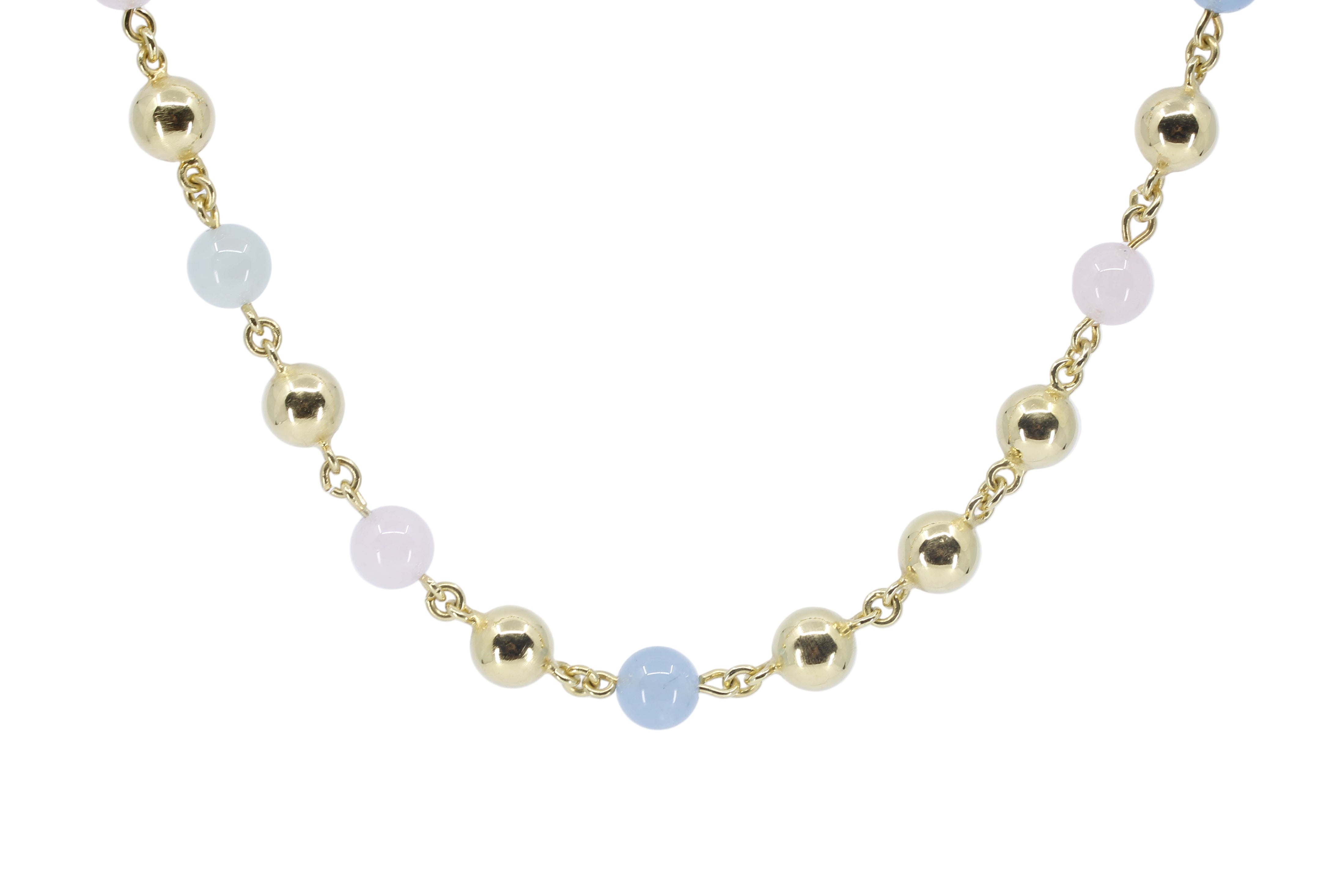 CELESTIA 18K Gold Vermeil Station Necklace with Beryl