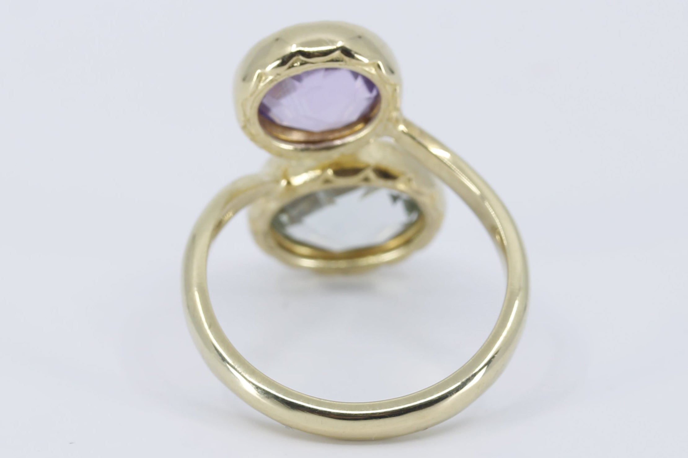 ETHERNA 18K Gold Vermeil Double Stone Statement Ring with Amethyst and Lemon Quartz