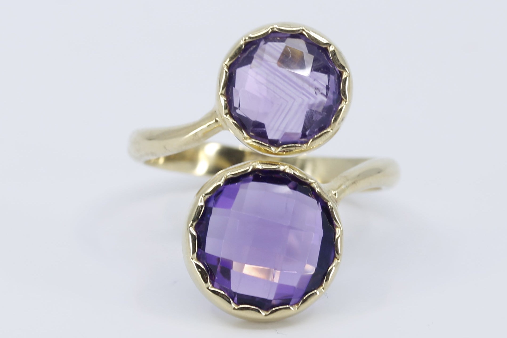 ETHERNA 18K Gold Vermeil Double Stone Statement Ring with Amethyst