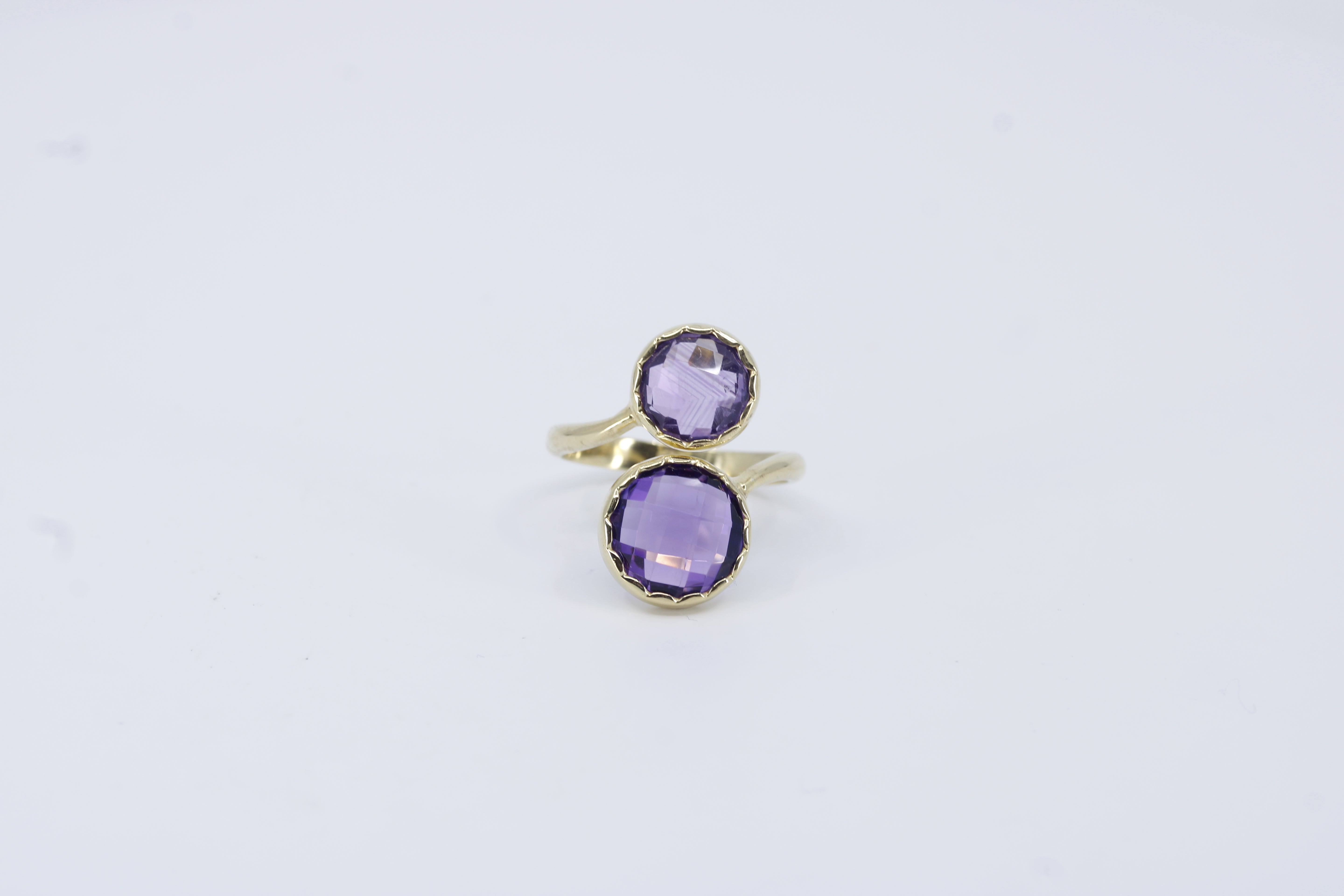 Il Gattopardo 18K Gold Vermeil Double Stone Statement Ring with Amethyst