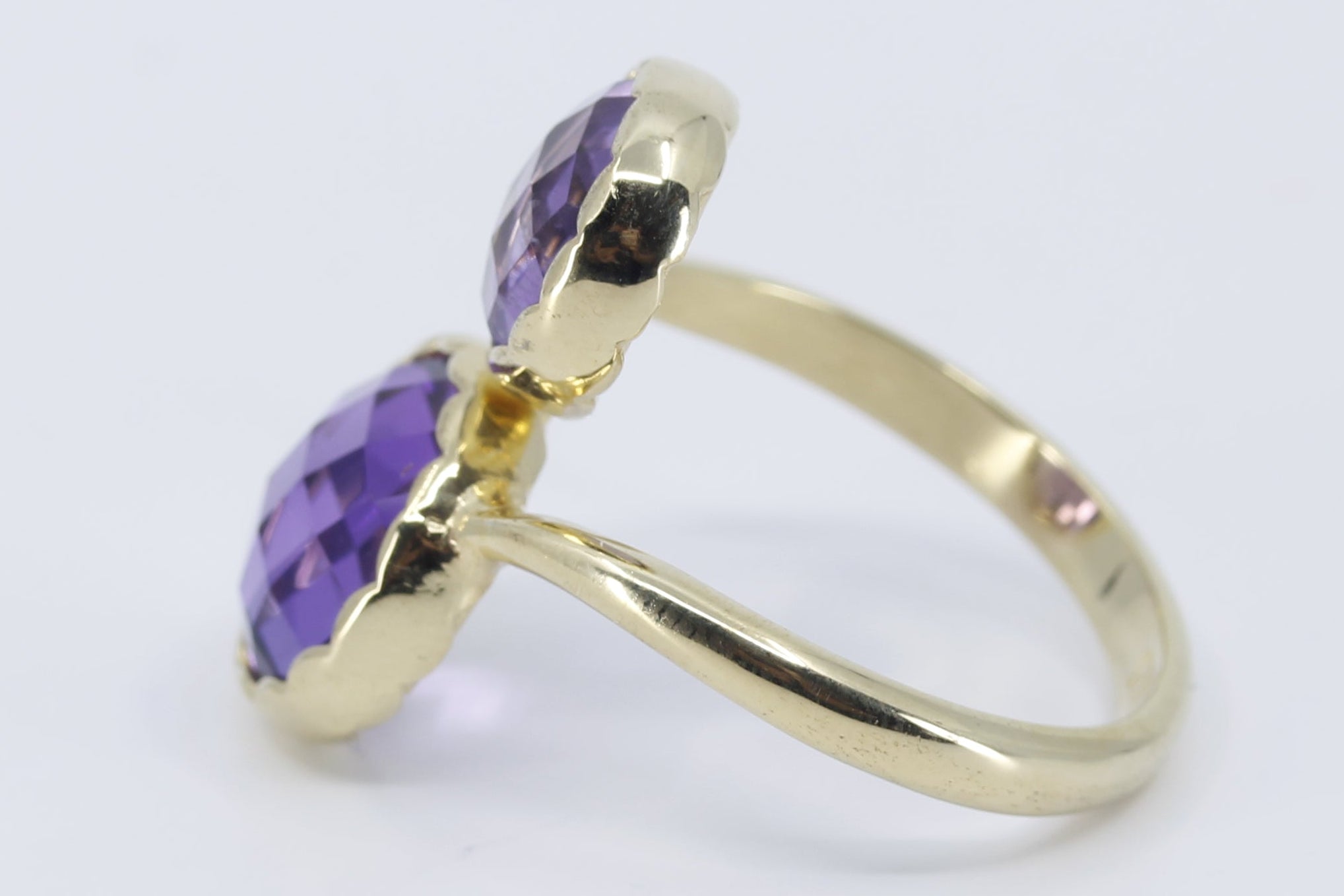 ETHERNA 18K Gold Vermeil Double Stone Statement Ring with Amethyst