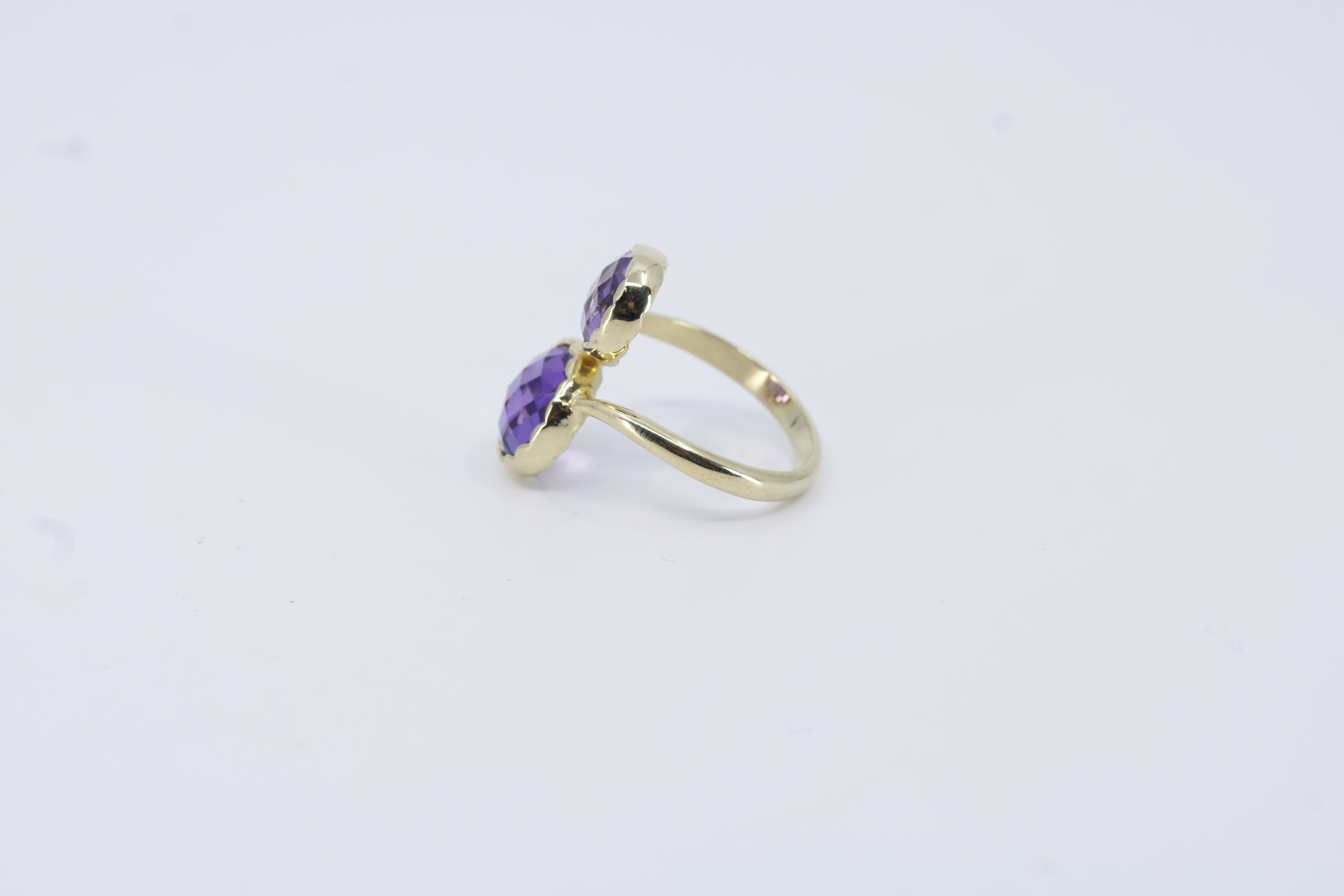 Il Gattopardo 18K Gold Vermeil Double Stone Statement Ring with Amethyst
