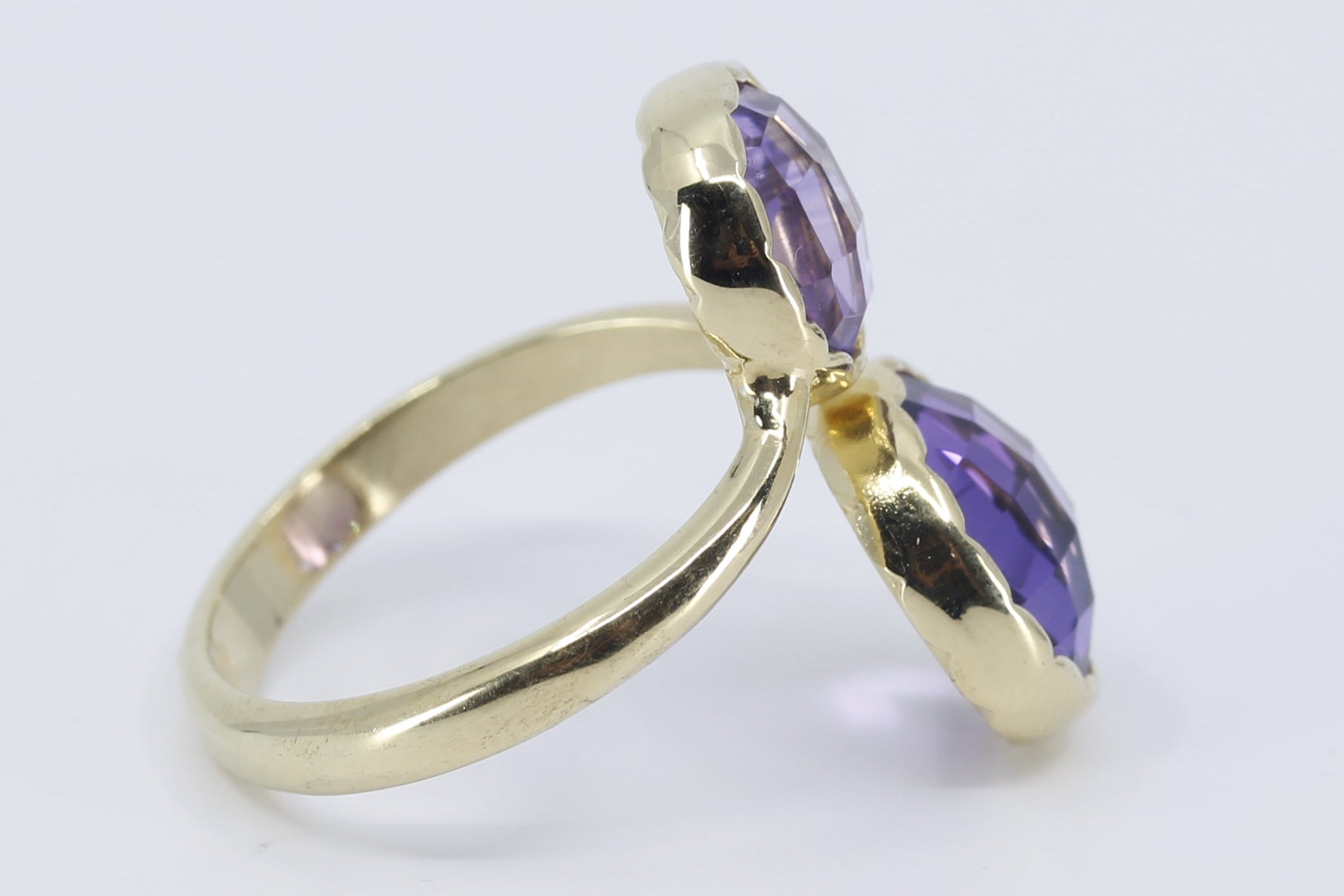 ETHERNA 18K Gold Vermeil Double Stone Statement Ring with Amethyst