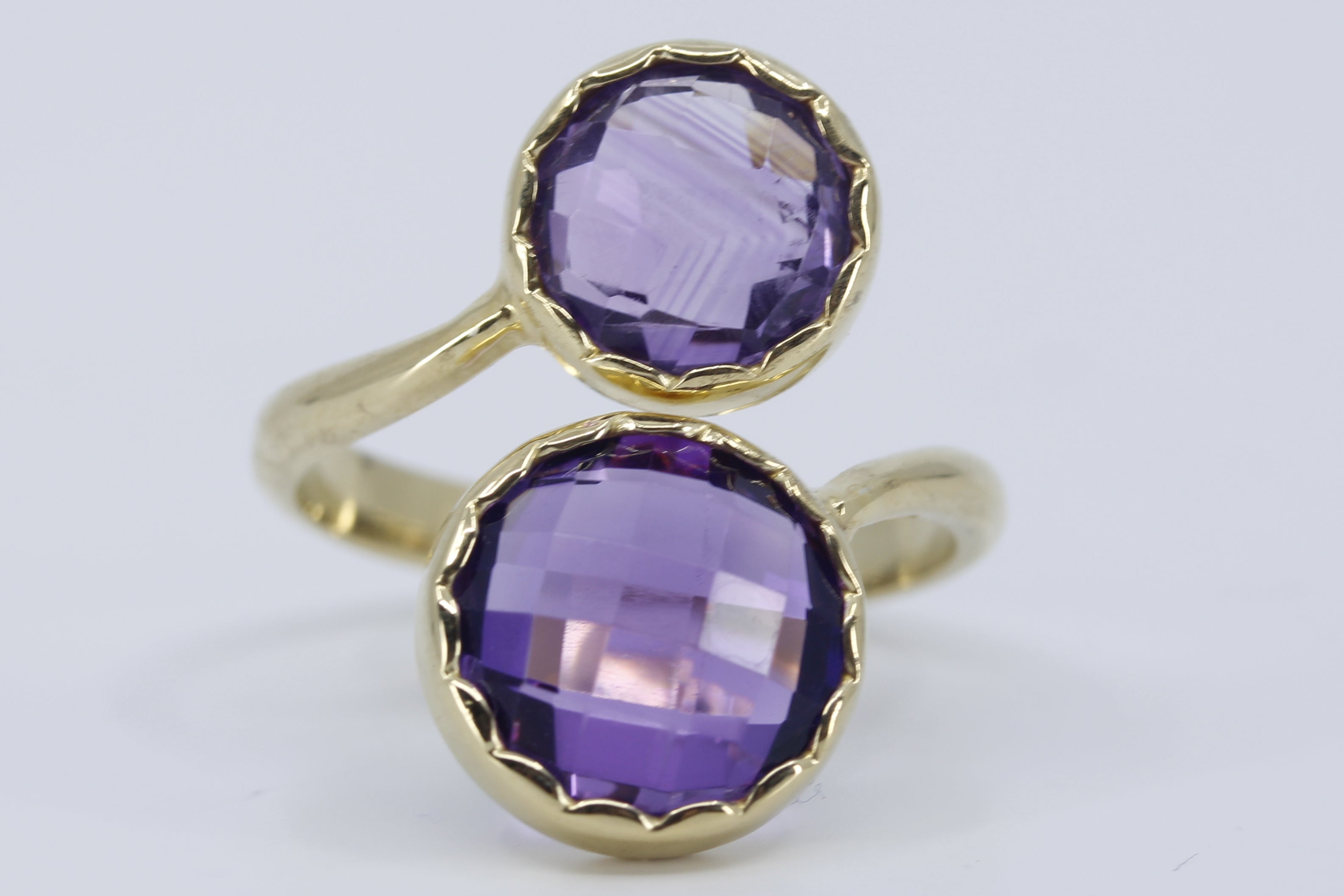 ETHERNA 18K Gold Vermeil Double Stone Statement Ring with Amethyst