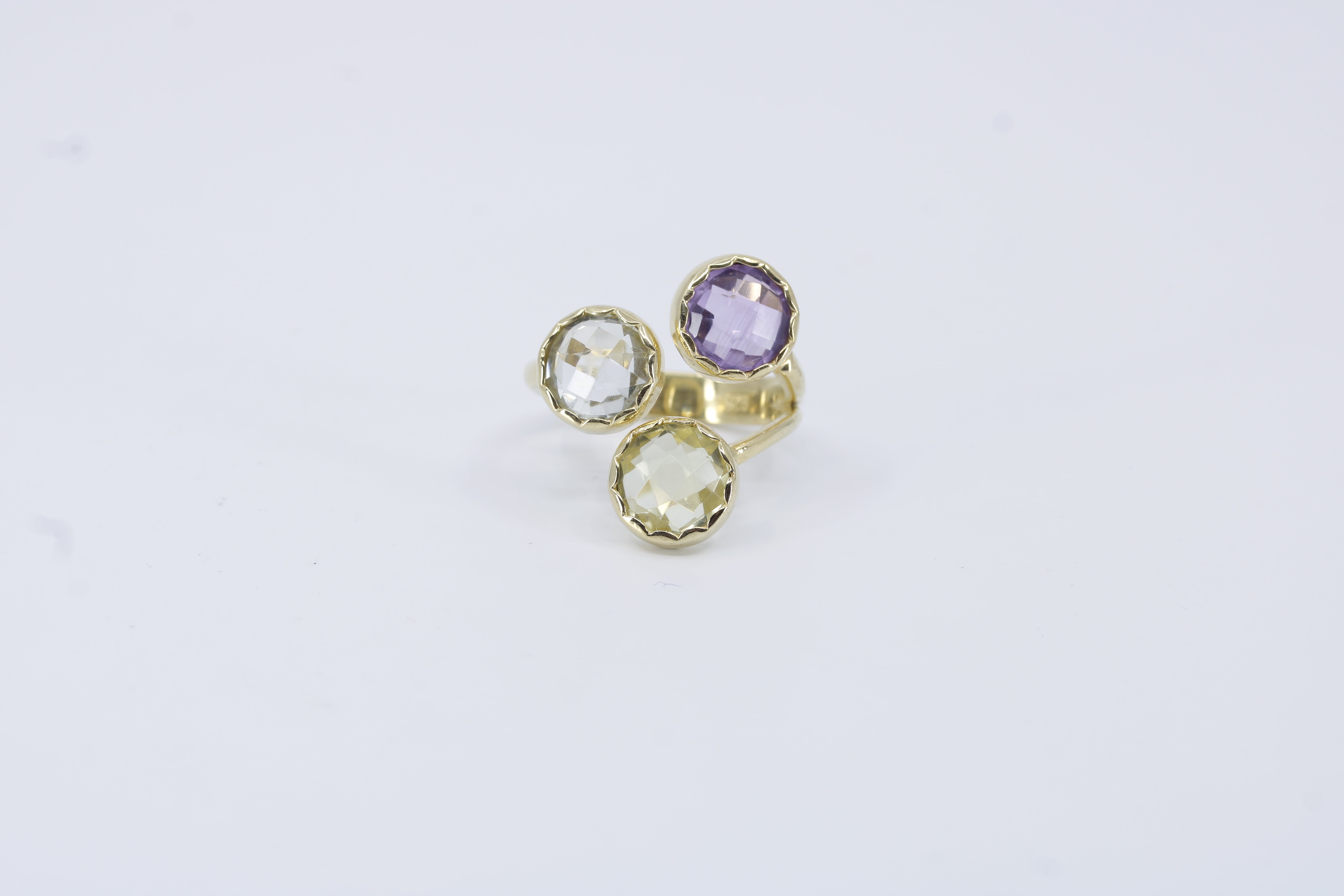 Il Gattopardo 18K Gold Vermeil Amethyst, Green Amethyst and Lemon Quartz Brunch Ring