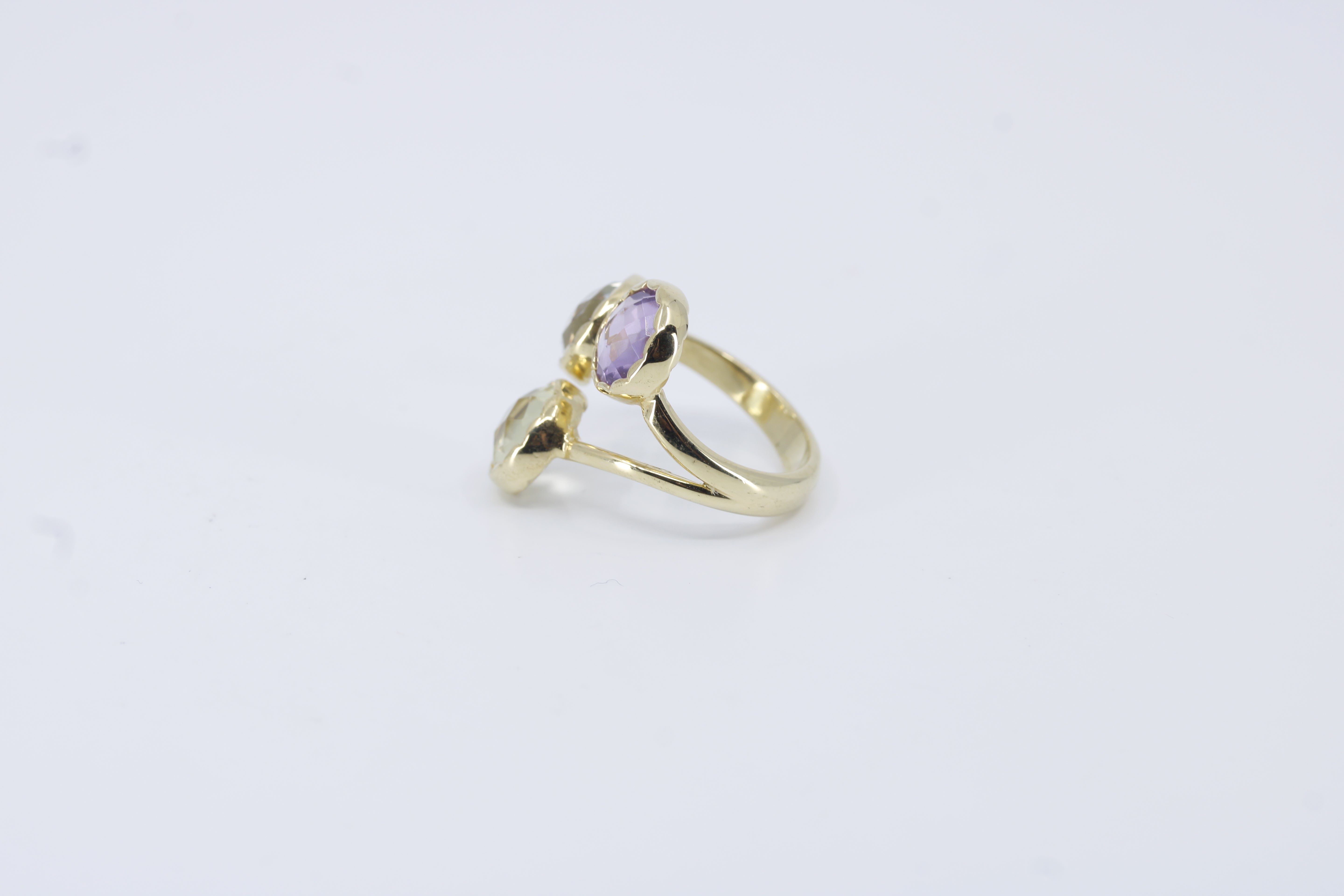 Il Gattopardo 18K Gold Vermeil Amethyst, Green Amethyst and Lemon Quartz Brunch Ring