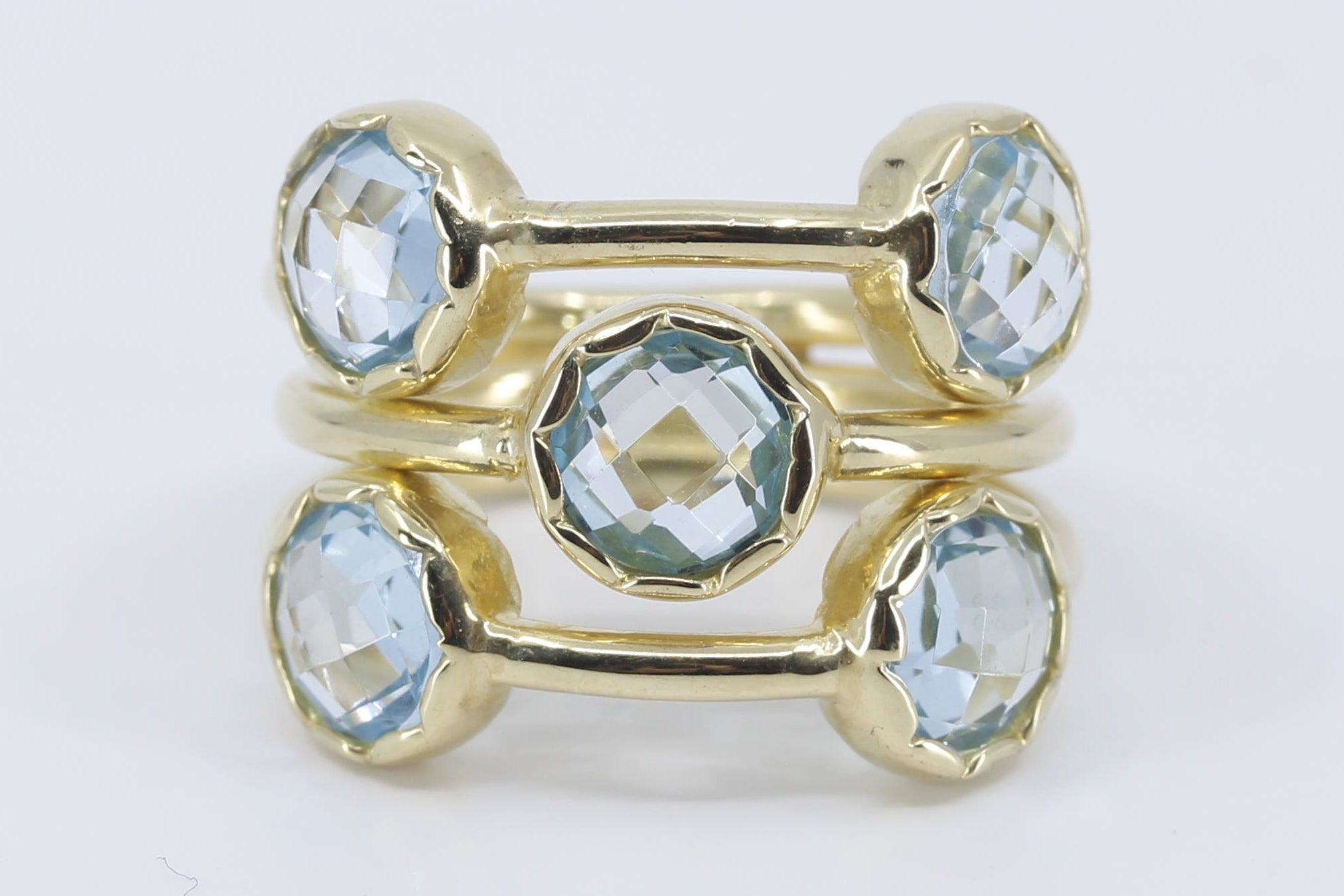 ETHERNA 18K Gold Vermeil Multi Stone Band Ring with Blue Topaz