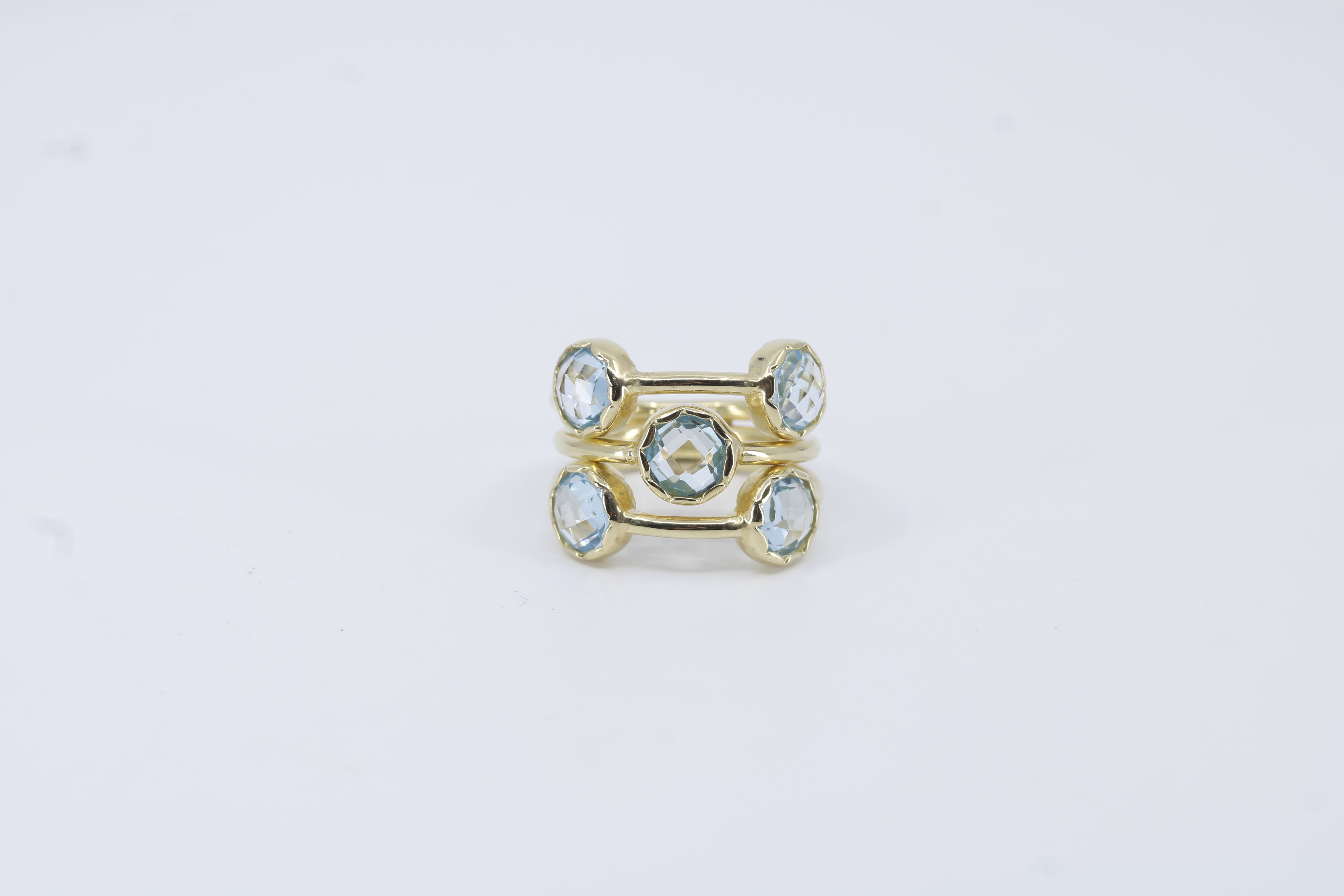 Il Gattopardo 18K Gold Vermeil Multi Stone Band Ring with Blue Topaz