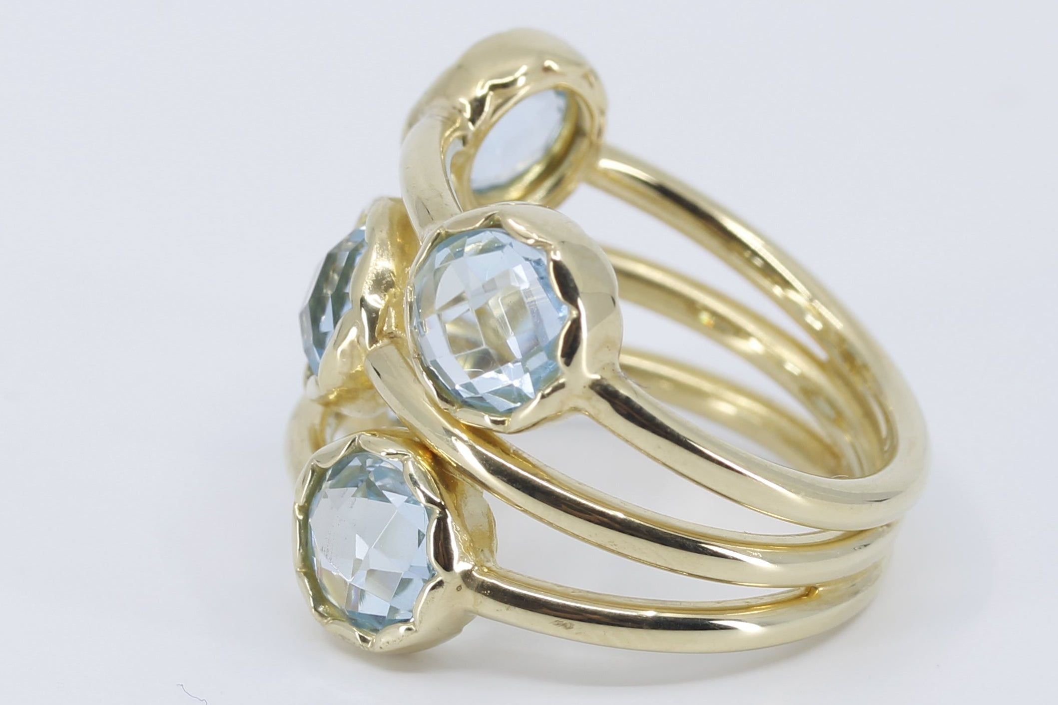 ETHERNA 18K Gold Vermeil Multi Stone Band Ring with Blue Topaz