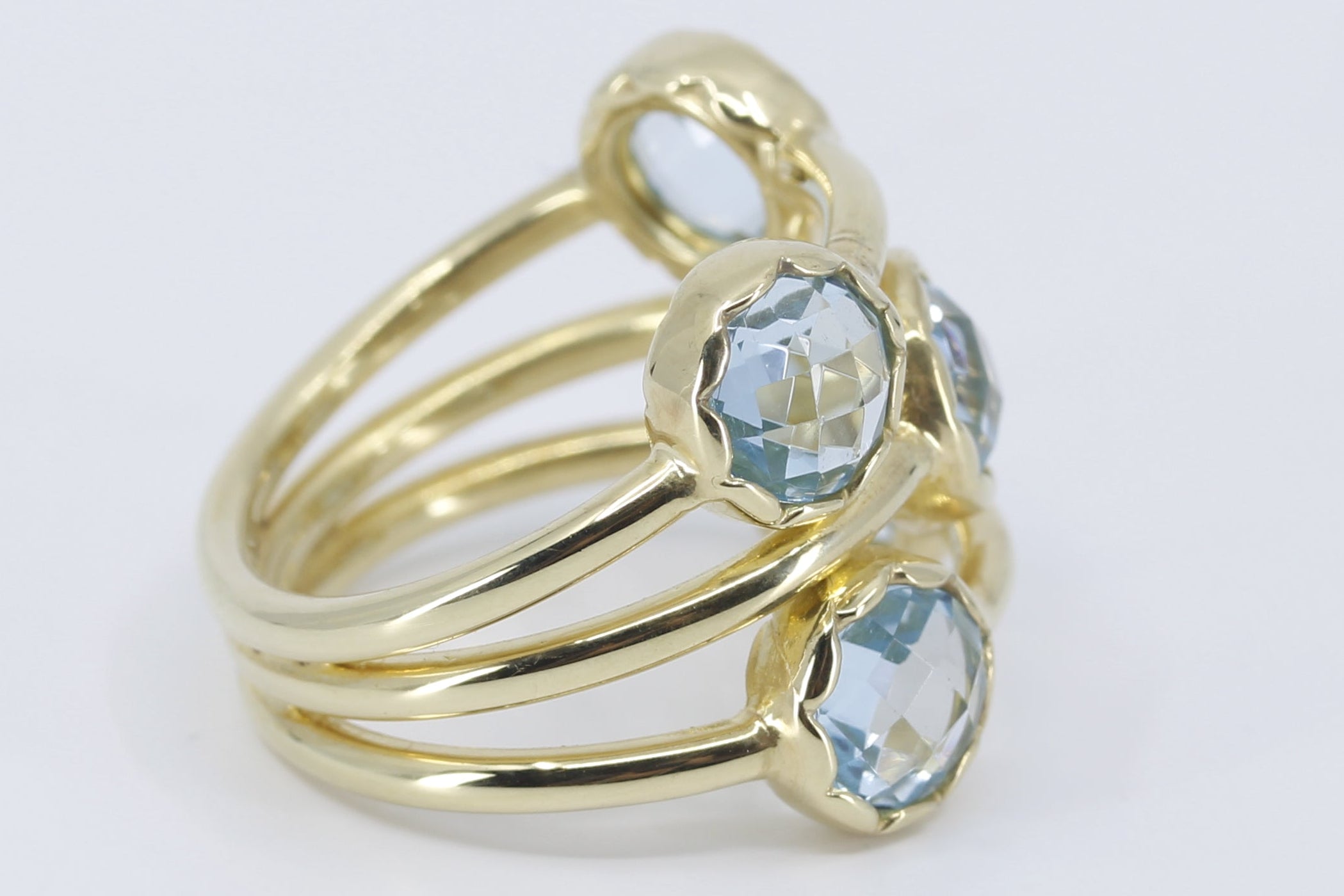 ETHERNA 18K Gold Vermeil Multi Stone Band Ring with Blue Topaz