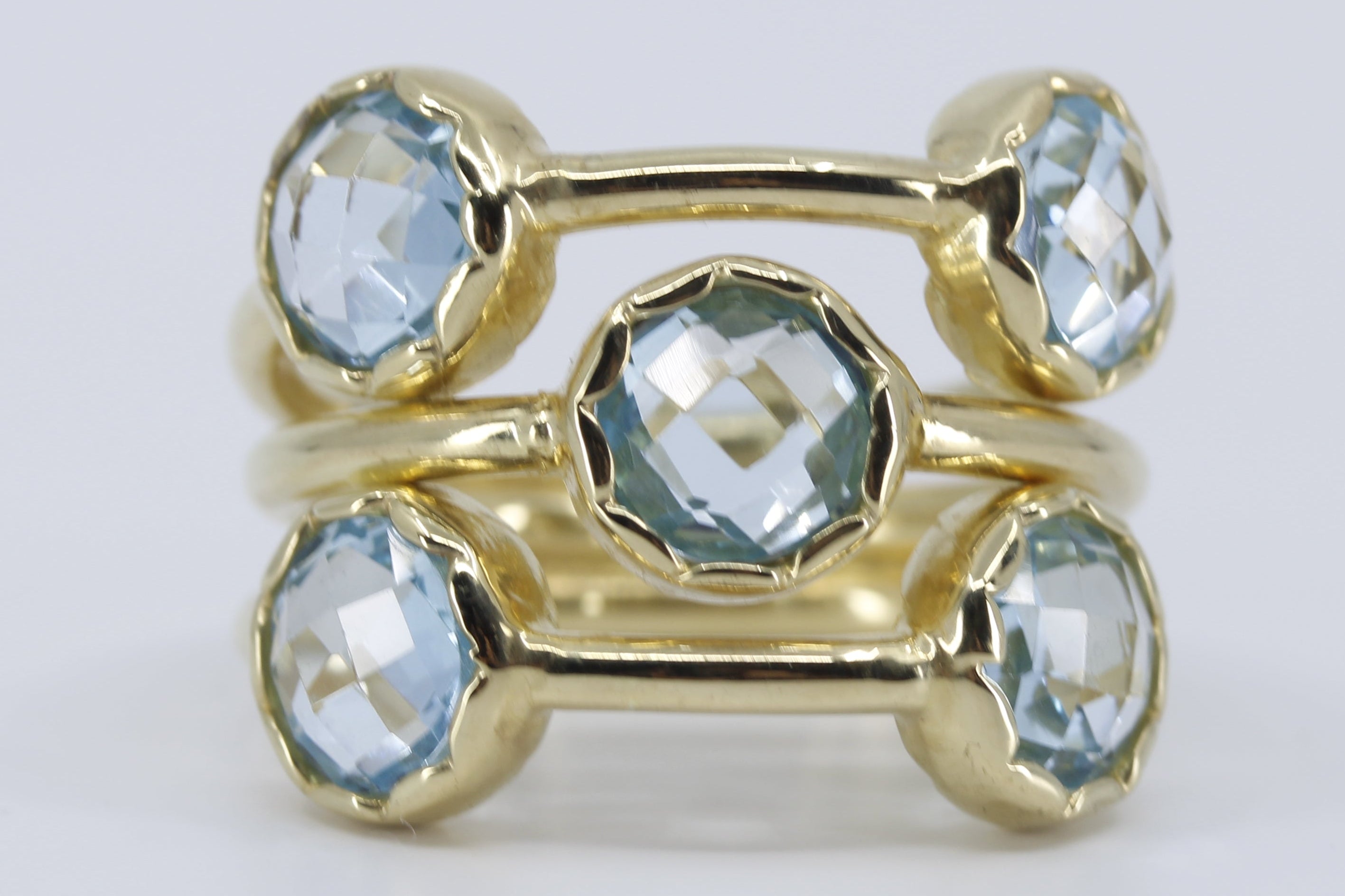 ETHERNA 18K Gold Vermeil Multi Stone Band Ring with Blue Topaz