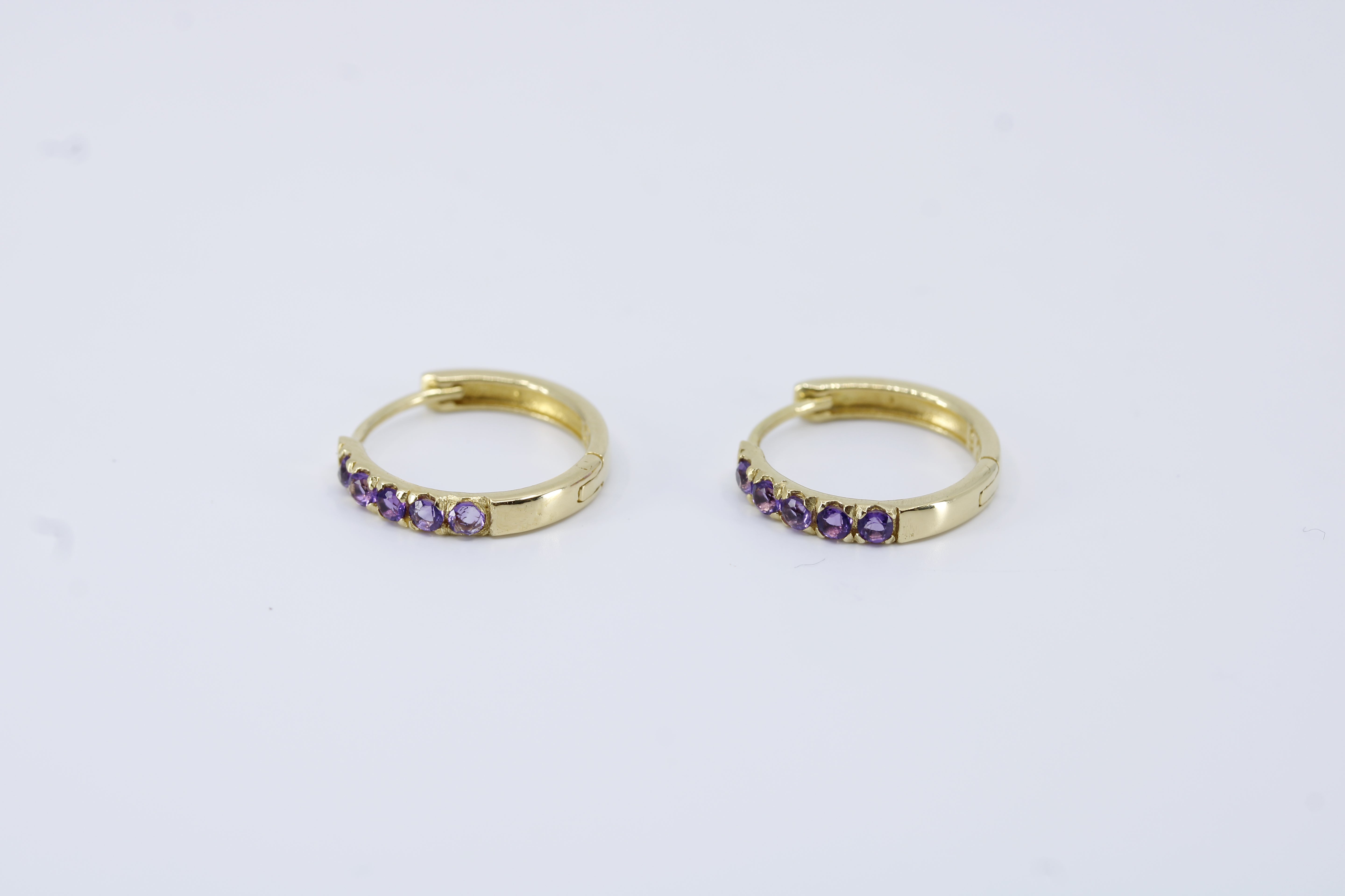 Linea 18K Gold Vermeil Pave Amethyst Hoops