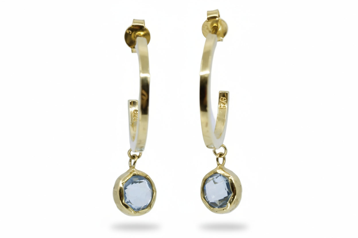 AURORA 18K Gold Vermeil Charm Hoop with Blue Topaz