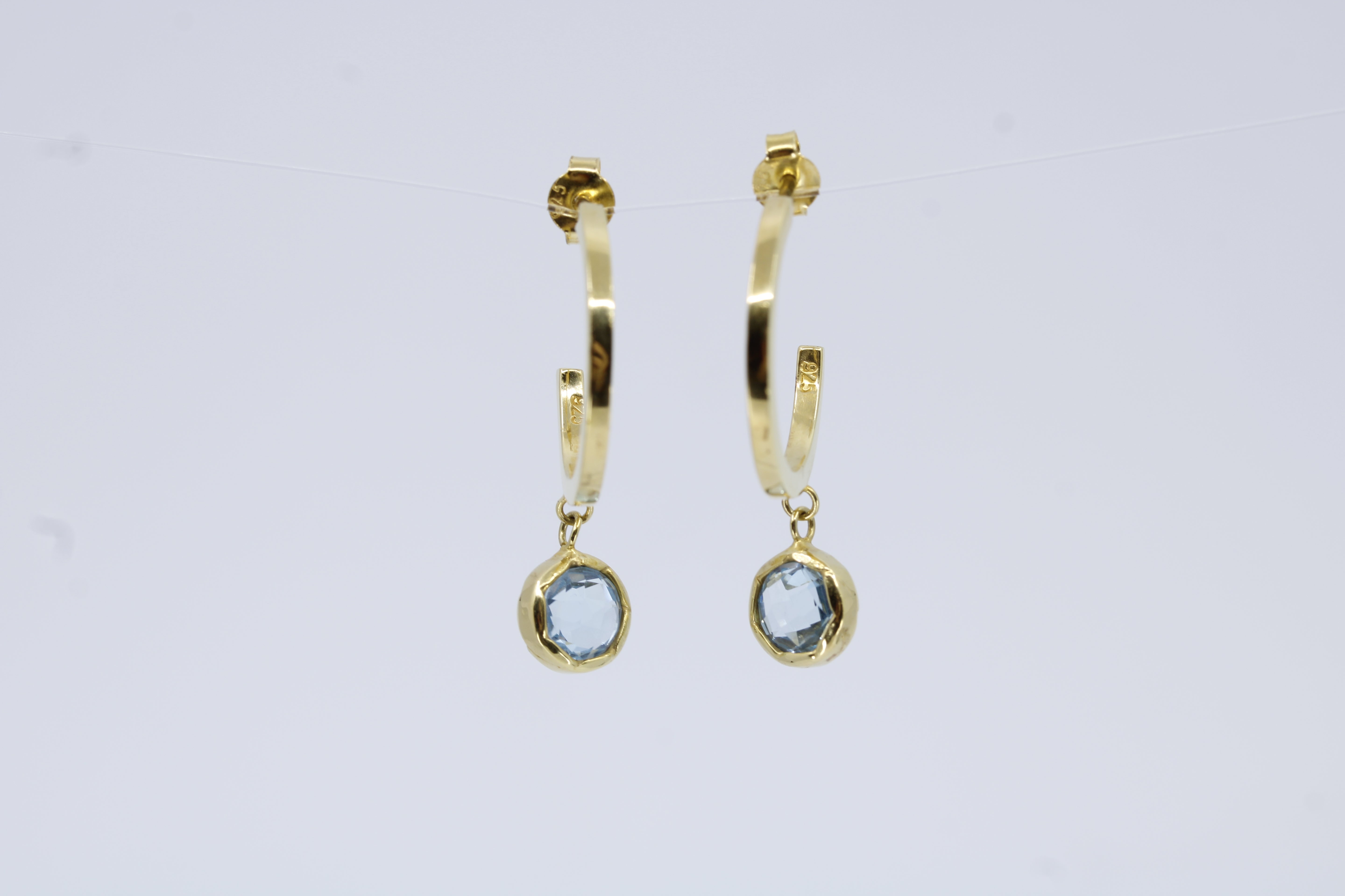 Luce 18K Gold Vermeil Charm Hoop with Blue Topaz