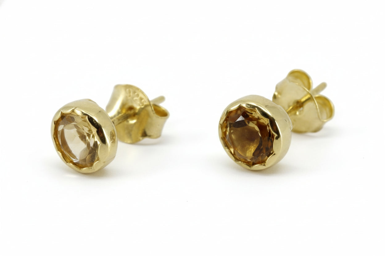 AURORA 18K Gold Vermeil Bold Stud Earrings with Citrine