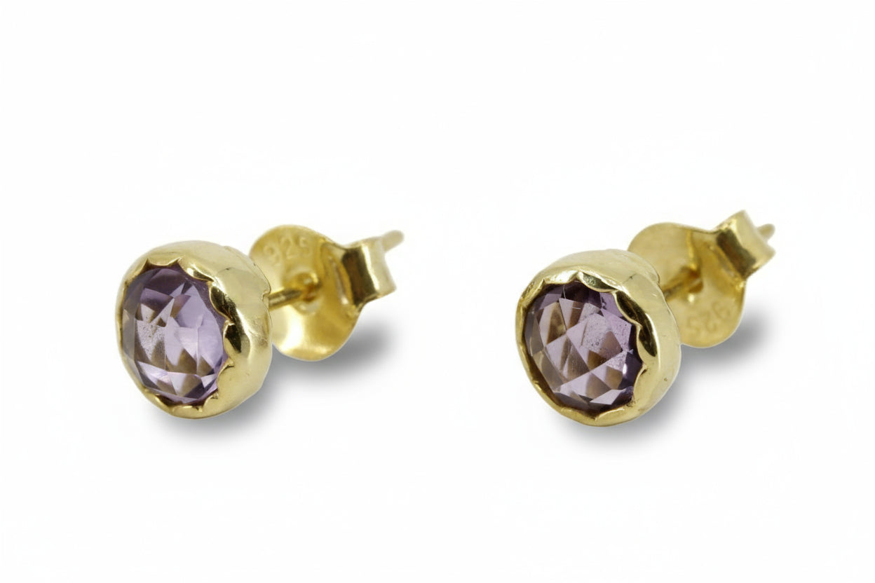 AURORA 18K Gold Vermeil Bold Stud Earrings with Amethyst