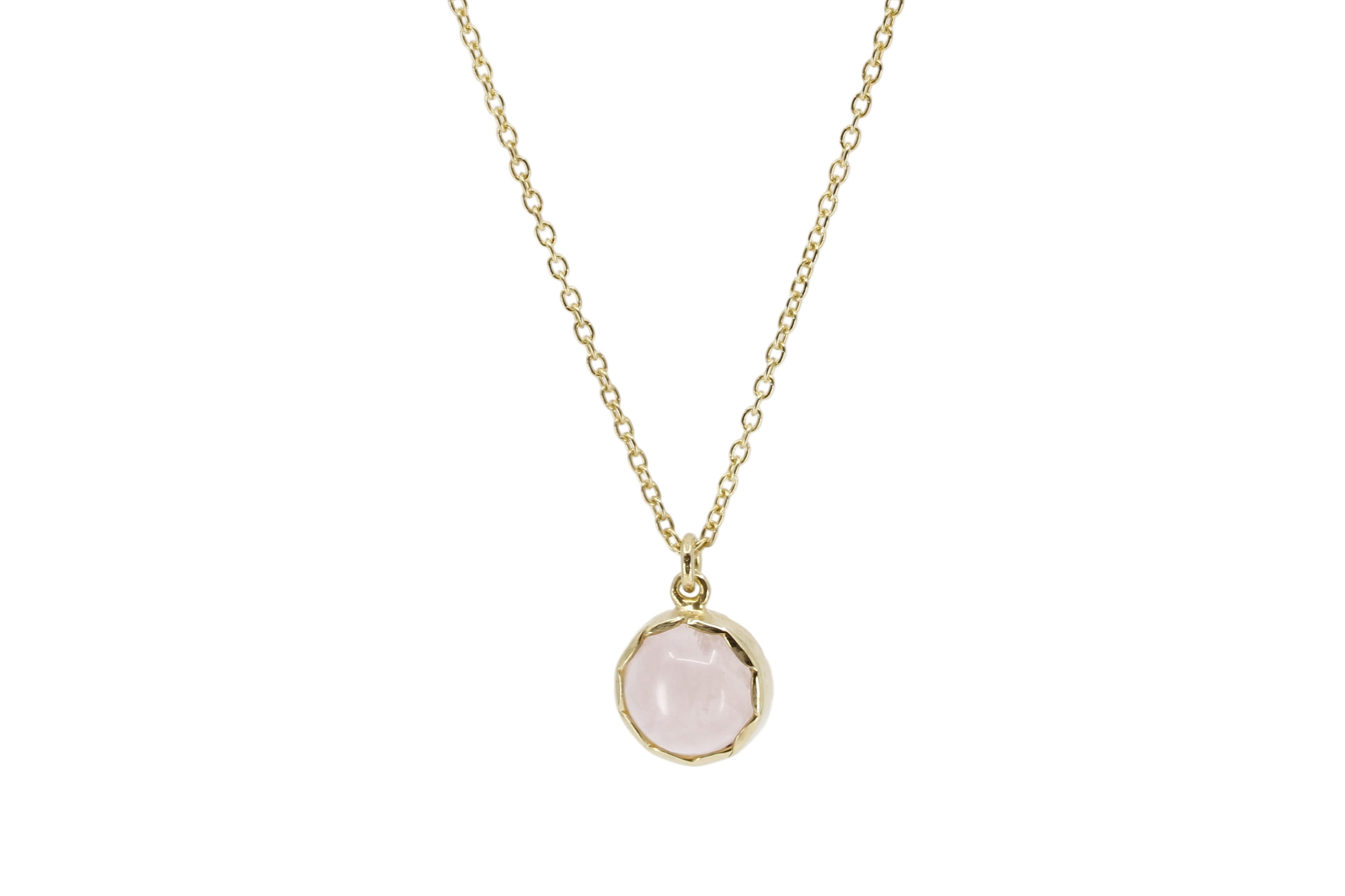 AURORA 18K Gold Vermeil Solitaire Pendant Necklace with Rose Quartz