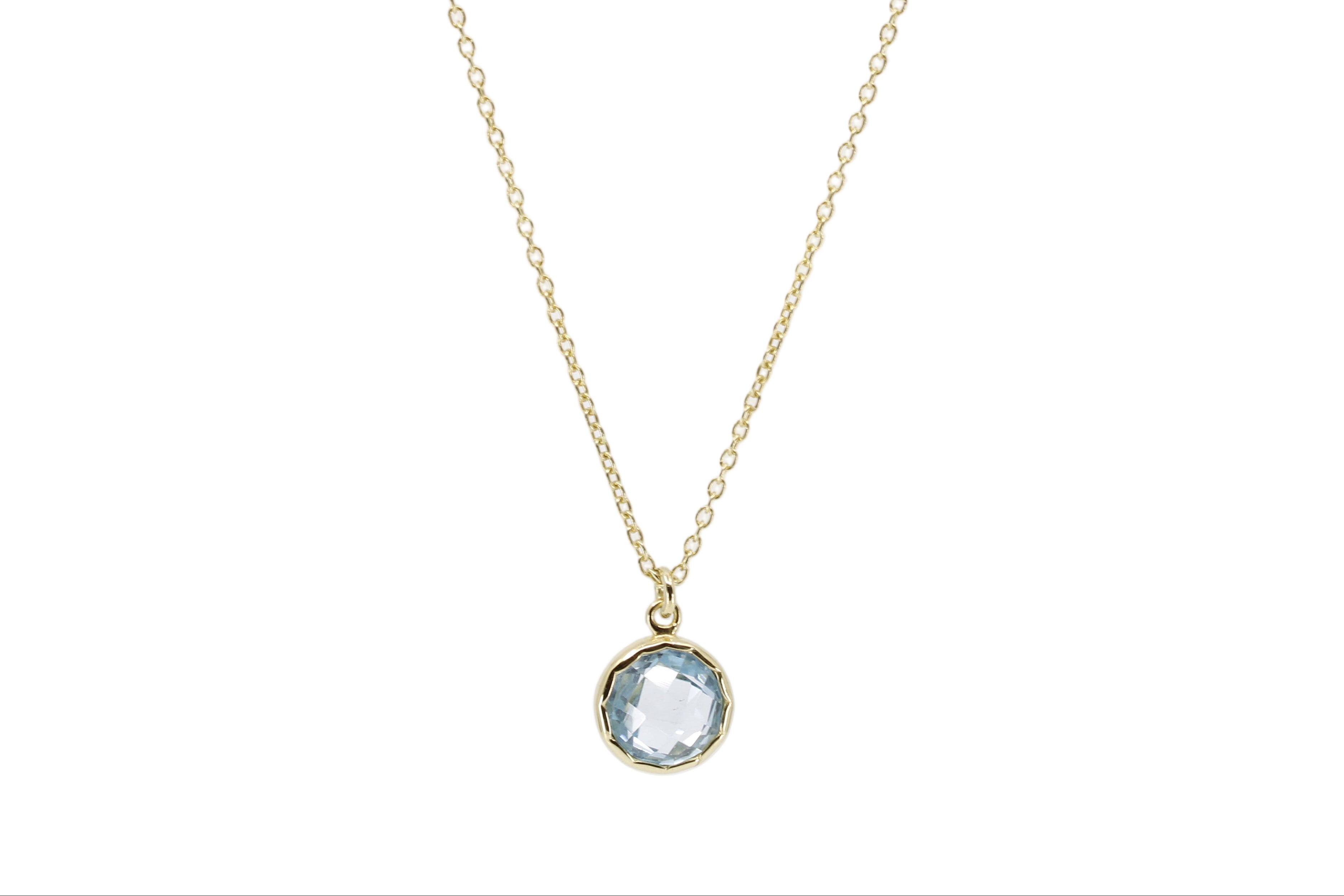 AURORA 18K Gold Vermeil Solitaire Pendant Necklace with Blue Topaz