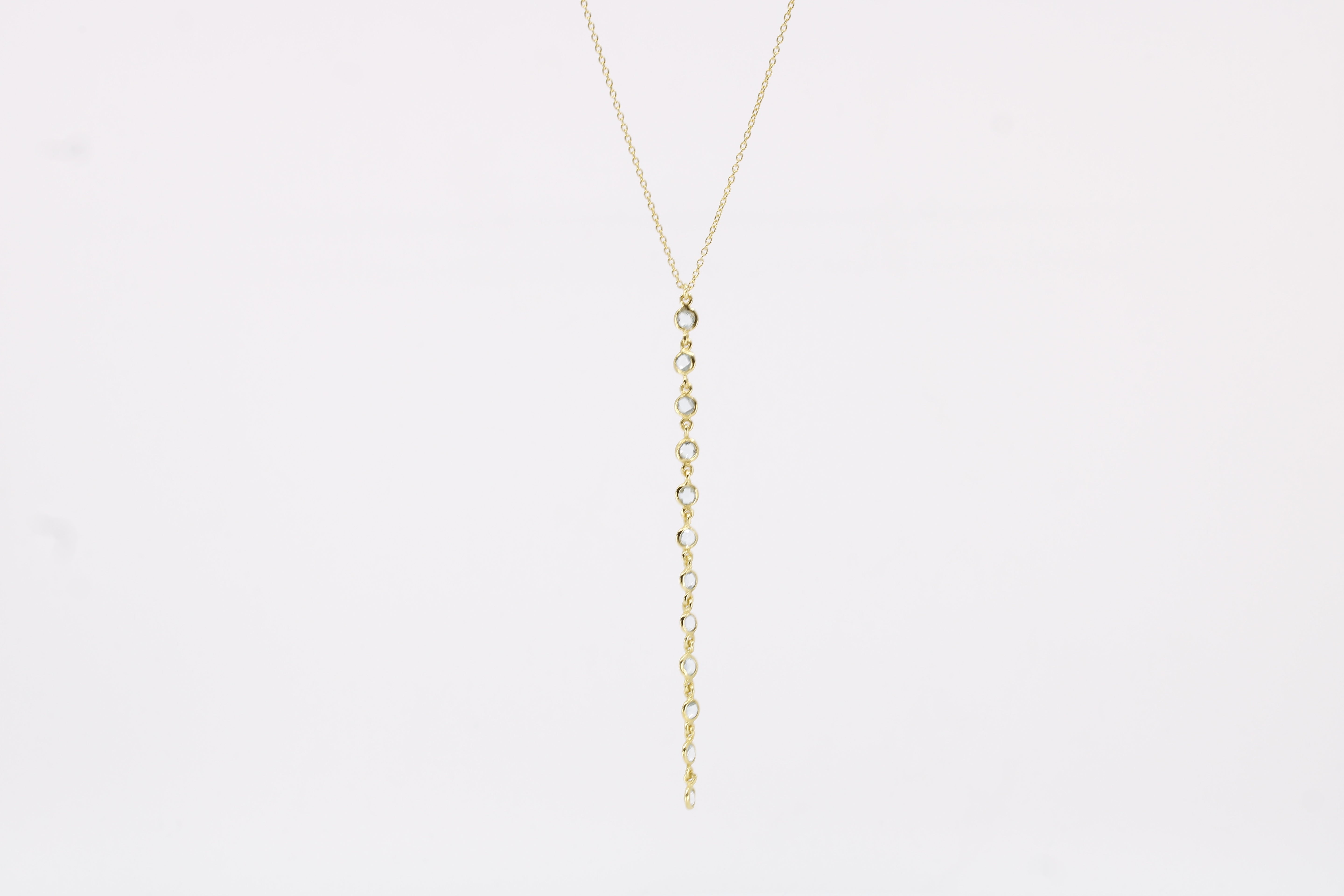 Luce 12 Stones Drop Pendant Necklace with Blue Topaz